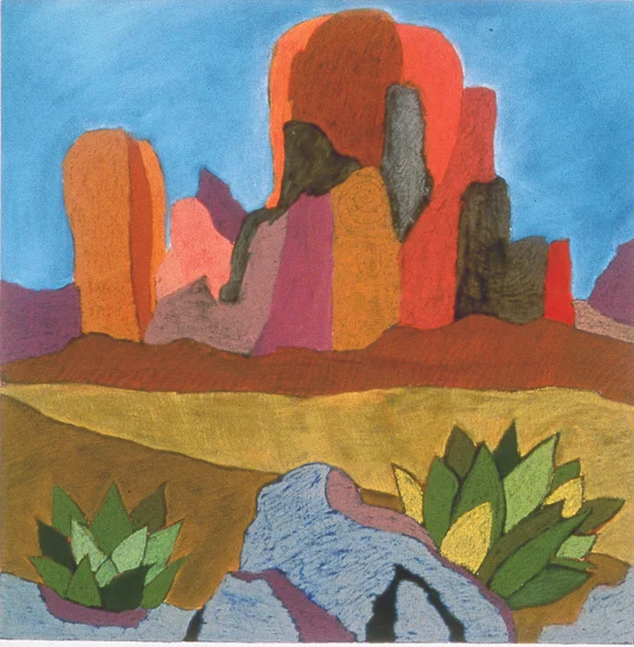 One of my old landscapes from the 1990s. “Angel Peak” Acrylic and pastel on museum board. 30” x 30”