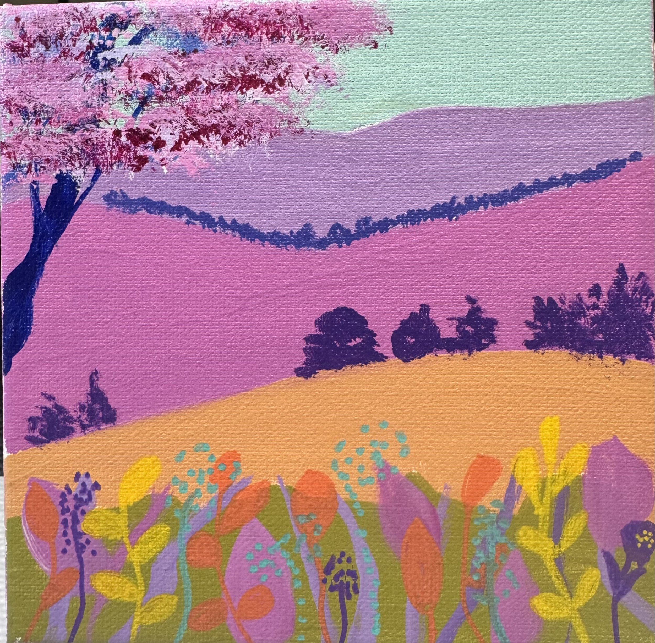 Pink Hills and Tree