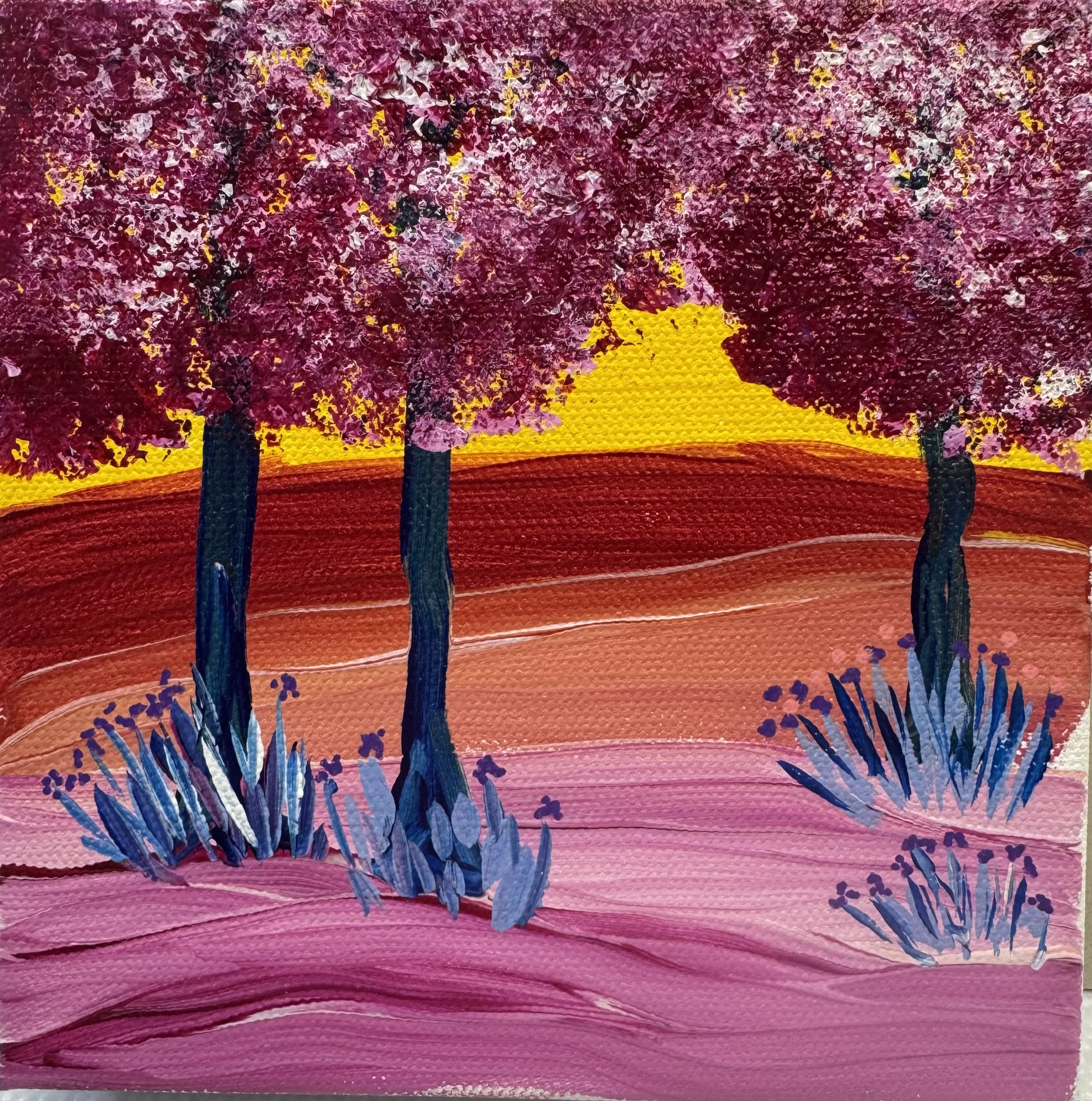 Three Pink Trees