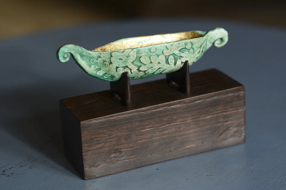 The Boat, porcelain with encaustic and 24 carat gold, 8x12x4 cm