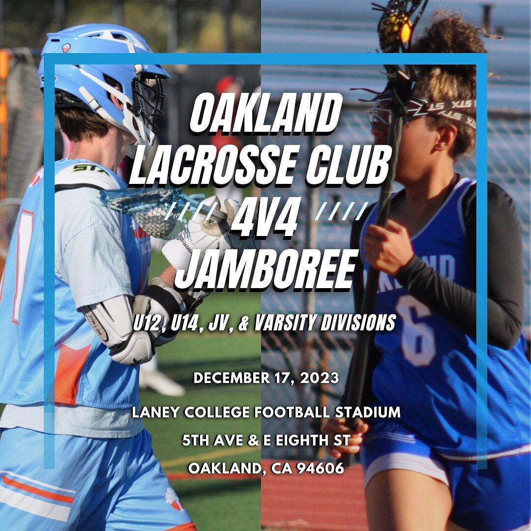 🚨Sunday, December 17th🚨

Sign up as a free agent or put together a team for the 2023 4v4 Jamboree!🥍

Follow the link in our bio. Email info@oaklandlacrosse.org with any questions🌟