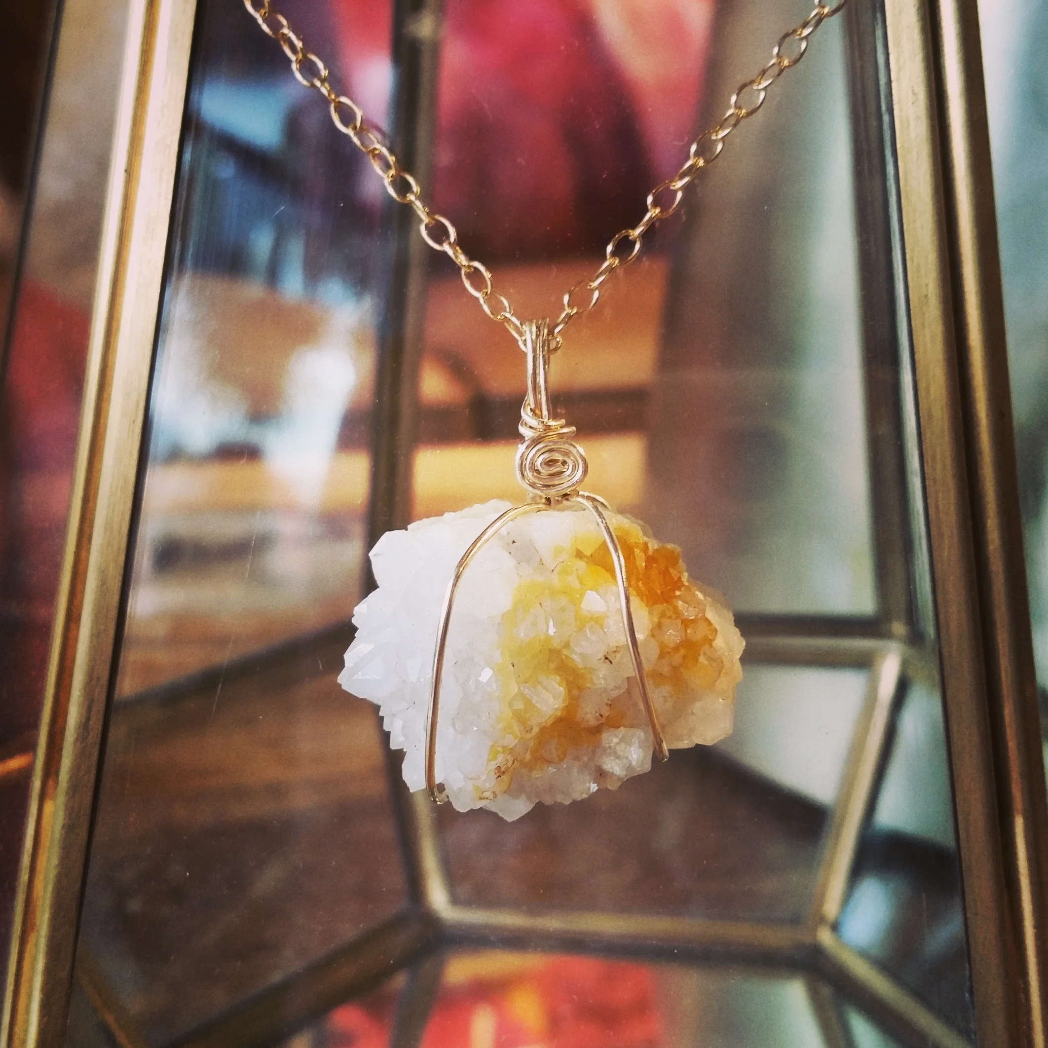 Druzy and Gold Necklace