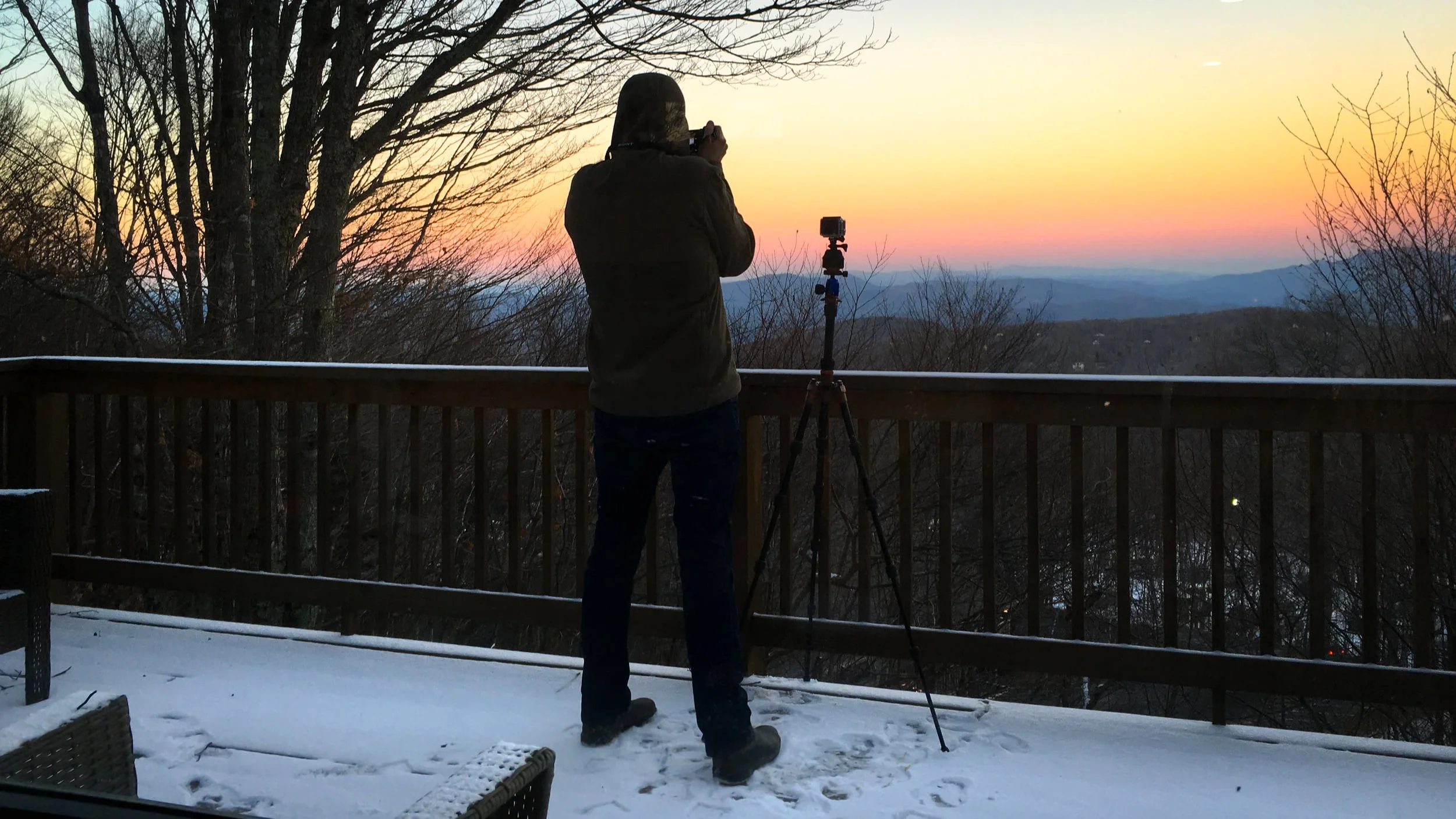 Bonus: a behind-the-scenes shot that my wife took with her iPhone 6s while I was out shooting on the deck.