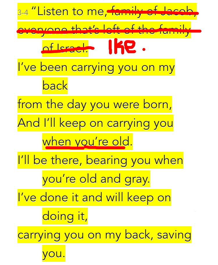 Isaiah 46:3-4 (MSG)