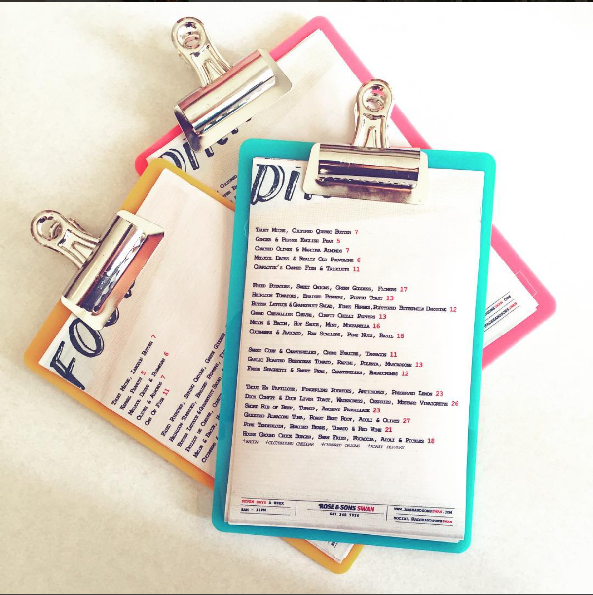 Swan Menus