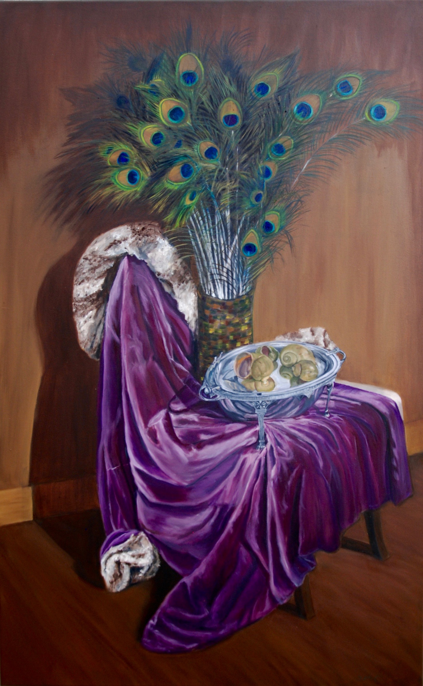 A Study in Textures / Still Life with Purple Velvet Coat oil on canvas; 48 x 30; 2016 $800.00