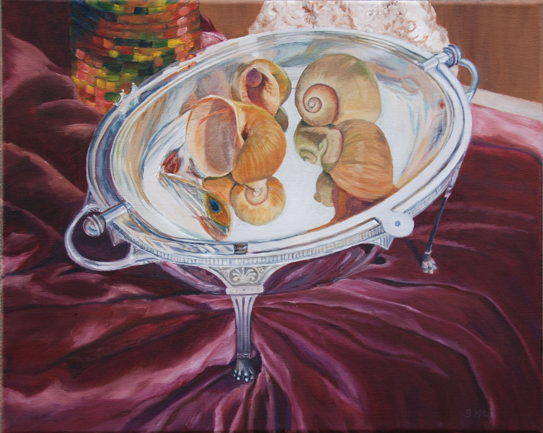 Sill Life With Apple Snail Shells oil on canvas; 18 x 20"; 2016 $230.00