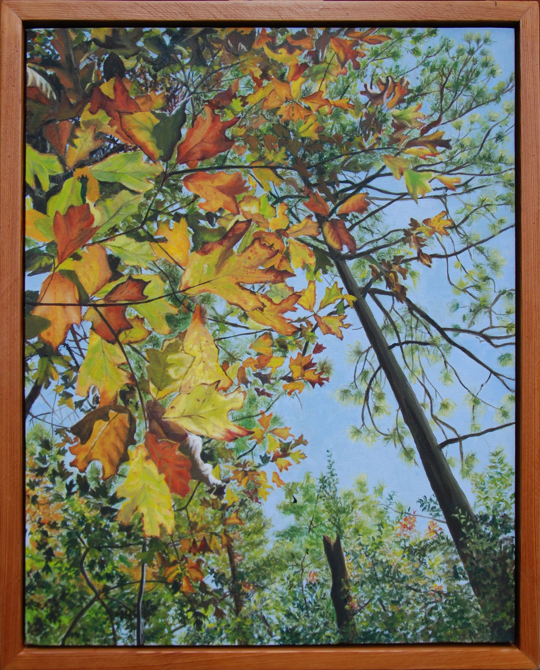 An Autumn Walk Through San Felasco Hammock #5 of 6; Stained glass window oil on canvas, 22 x 18"; 2010; $400.00