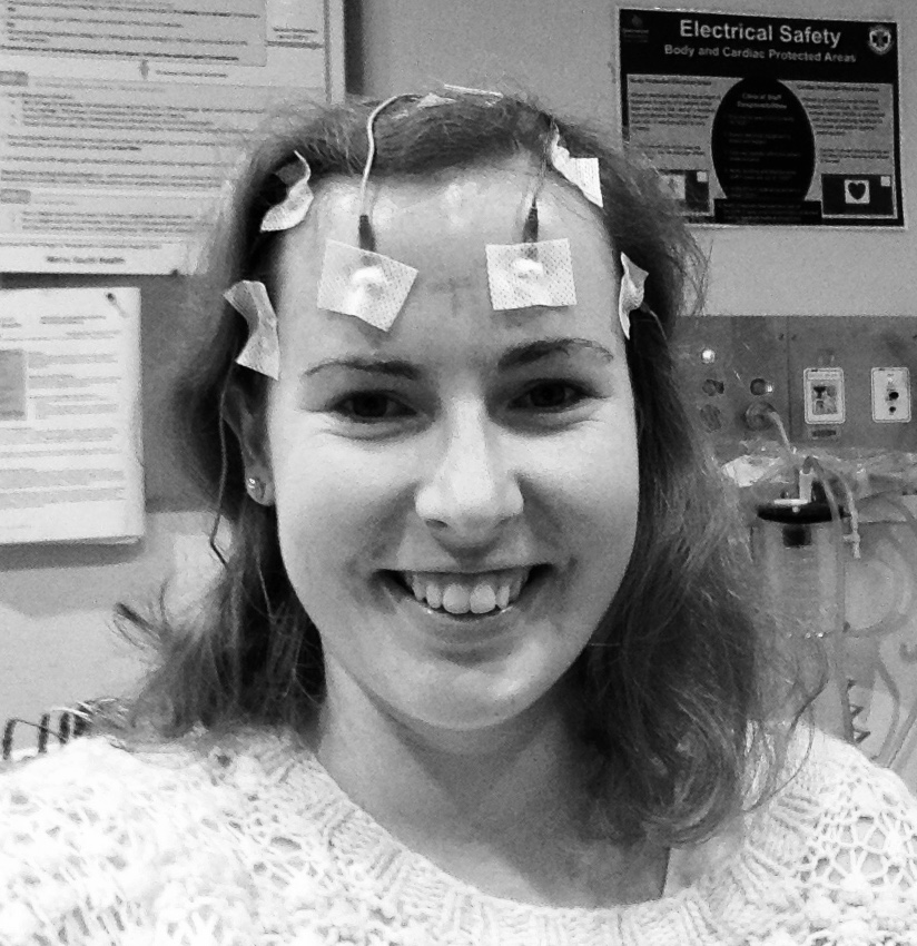 EEG time!! (I am normally not one to edit photos, but TRUST ME it was so necessary to have this in black and white!