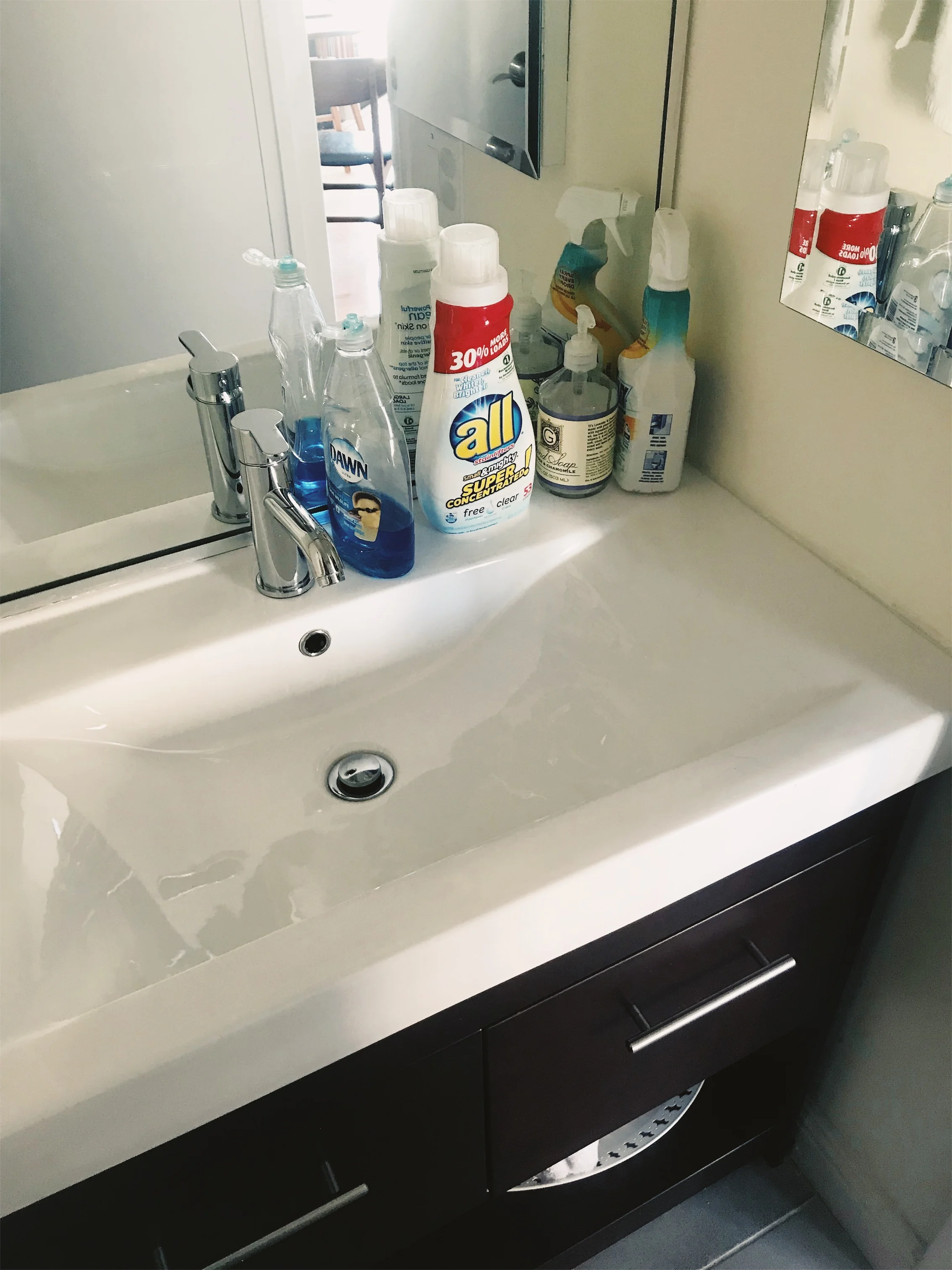 –– the bathroom sink has become an undies/potty washing station