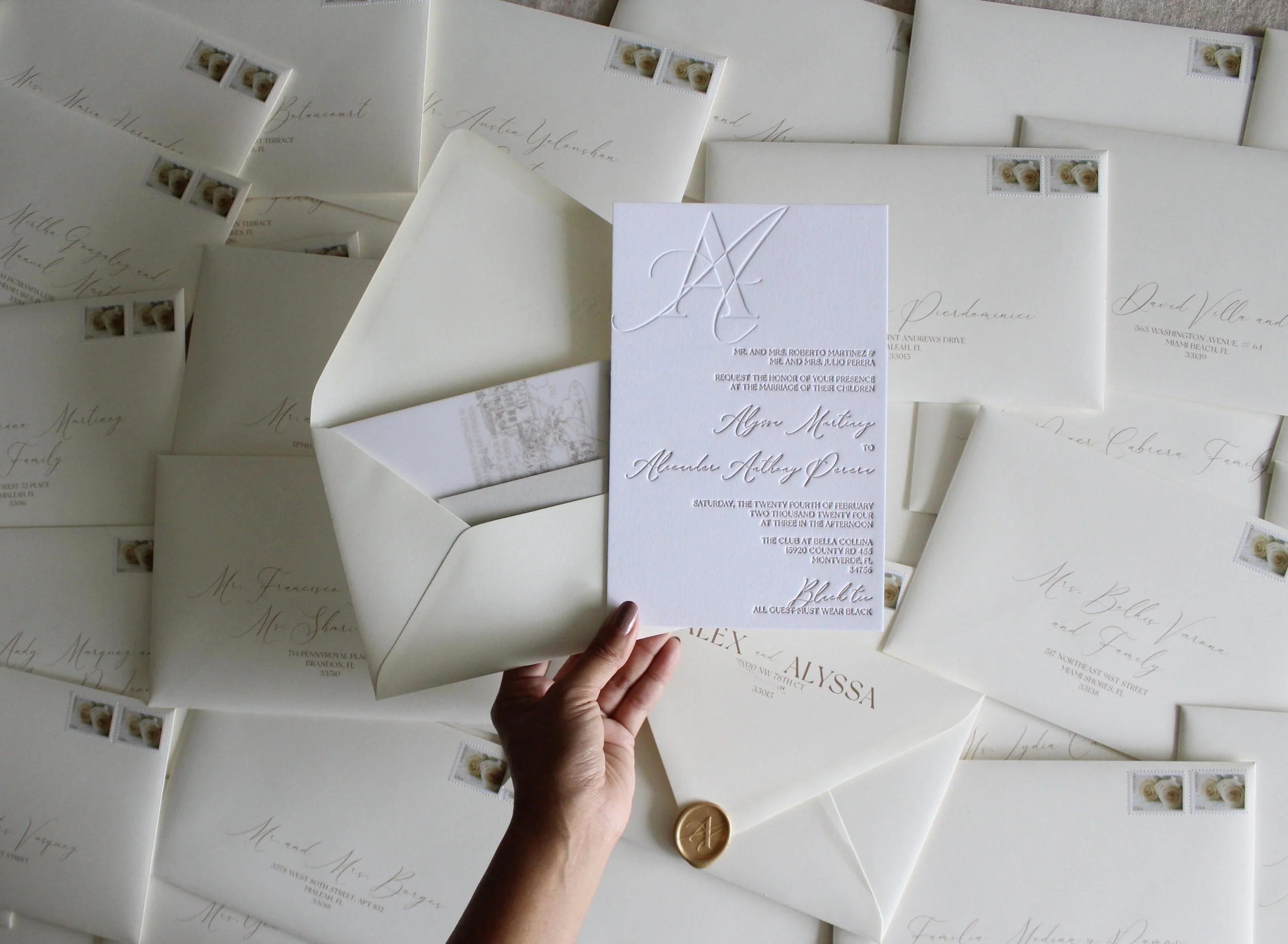 invitation monogram, curated wedding invitation