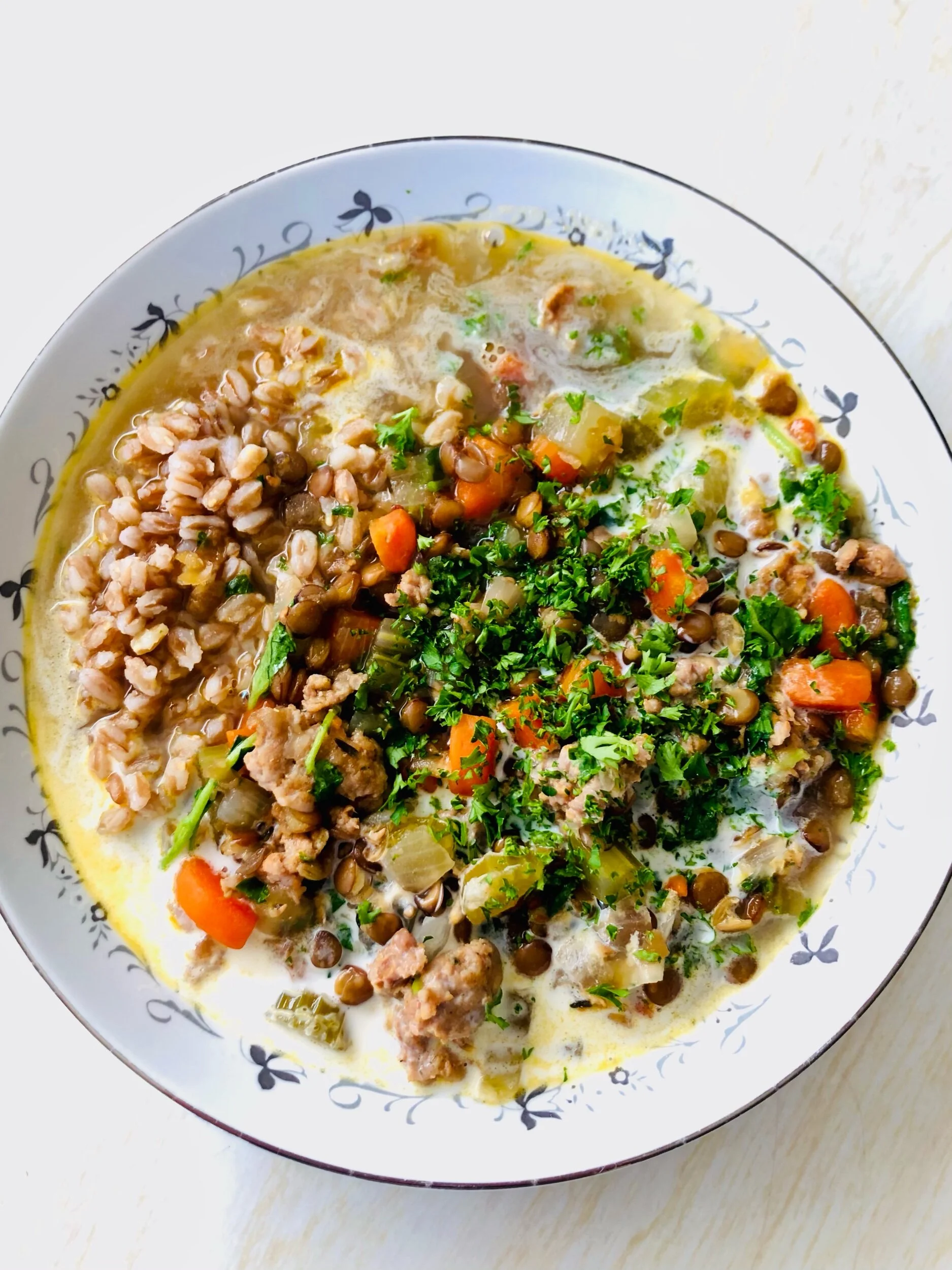 A Comforting Creamy Sausage And Lentil Soup Recipe