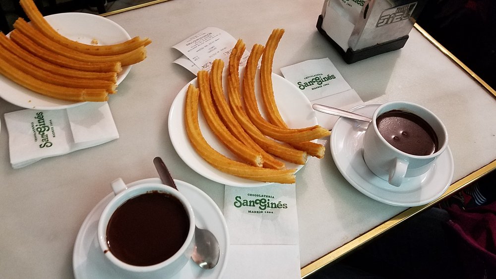  Churros con chocolate at Chocolatería San Ginés, considered to be one of the best in Madrid. 