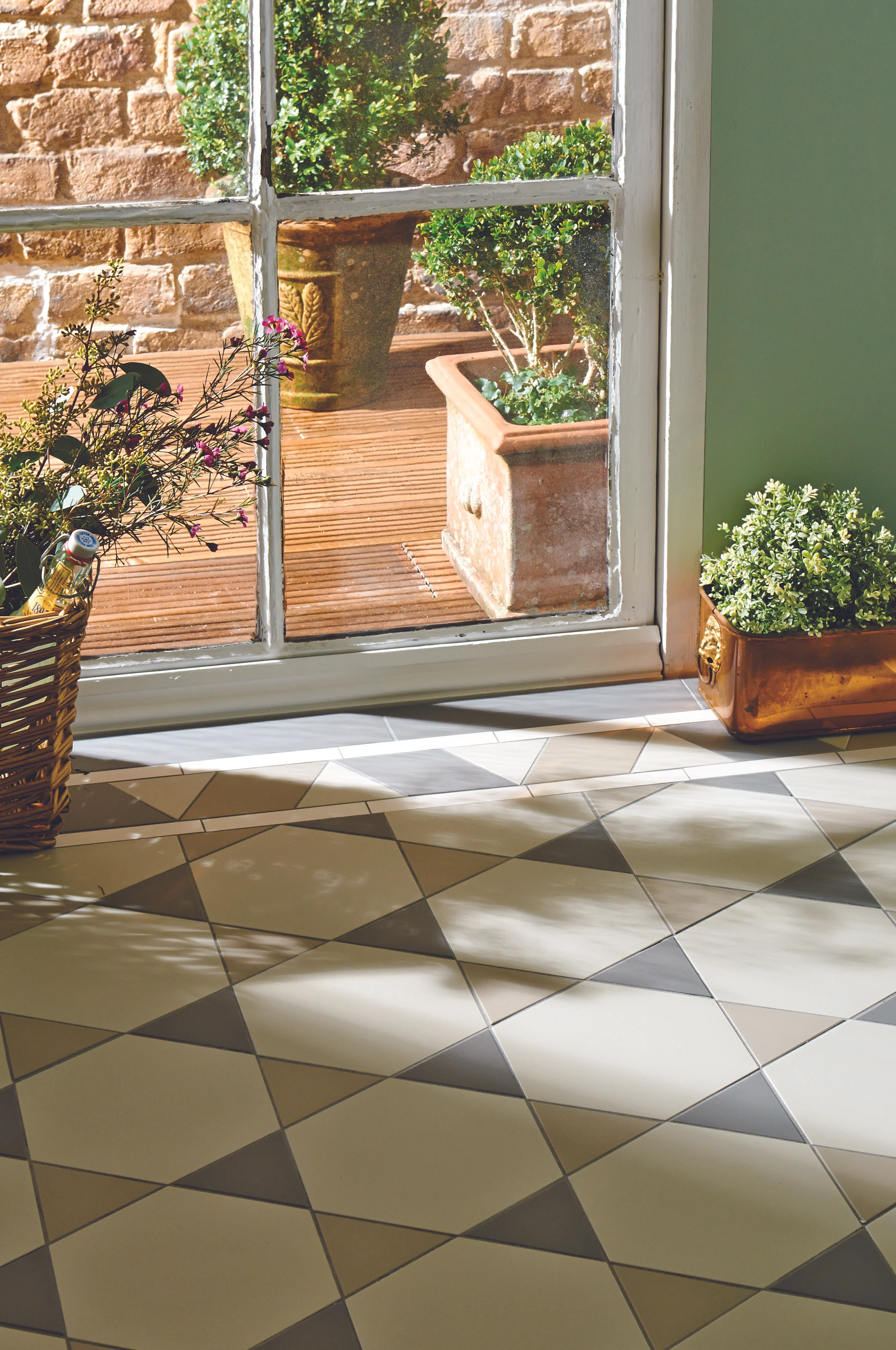 Original Style - VFT - Hexham pattern with Rossetti border in Chester Mews, Holkham Dune and Revival Grey 2.jpg