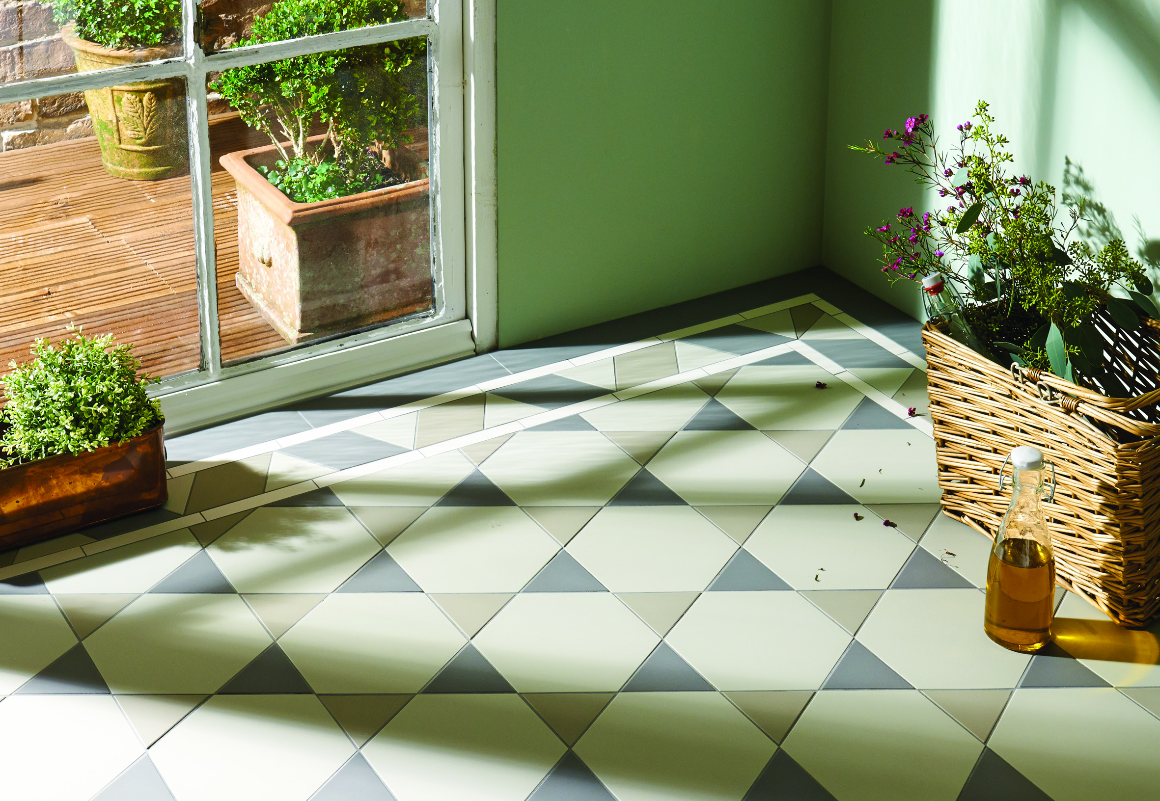 Original Style - VFT - Hexham pattern with Housman border in Chester Mews, Holkham Dune and Revival Grey.jpg