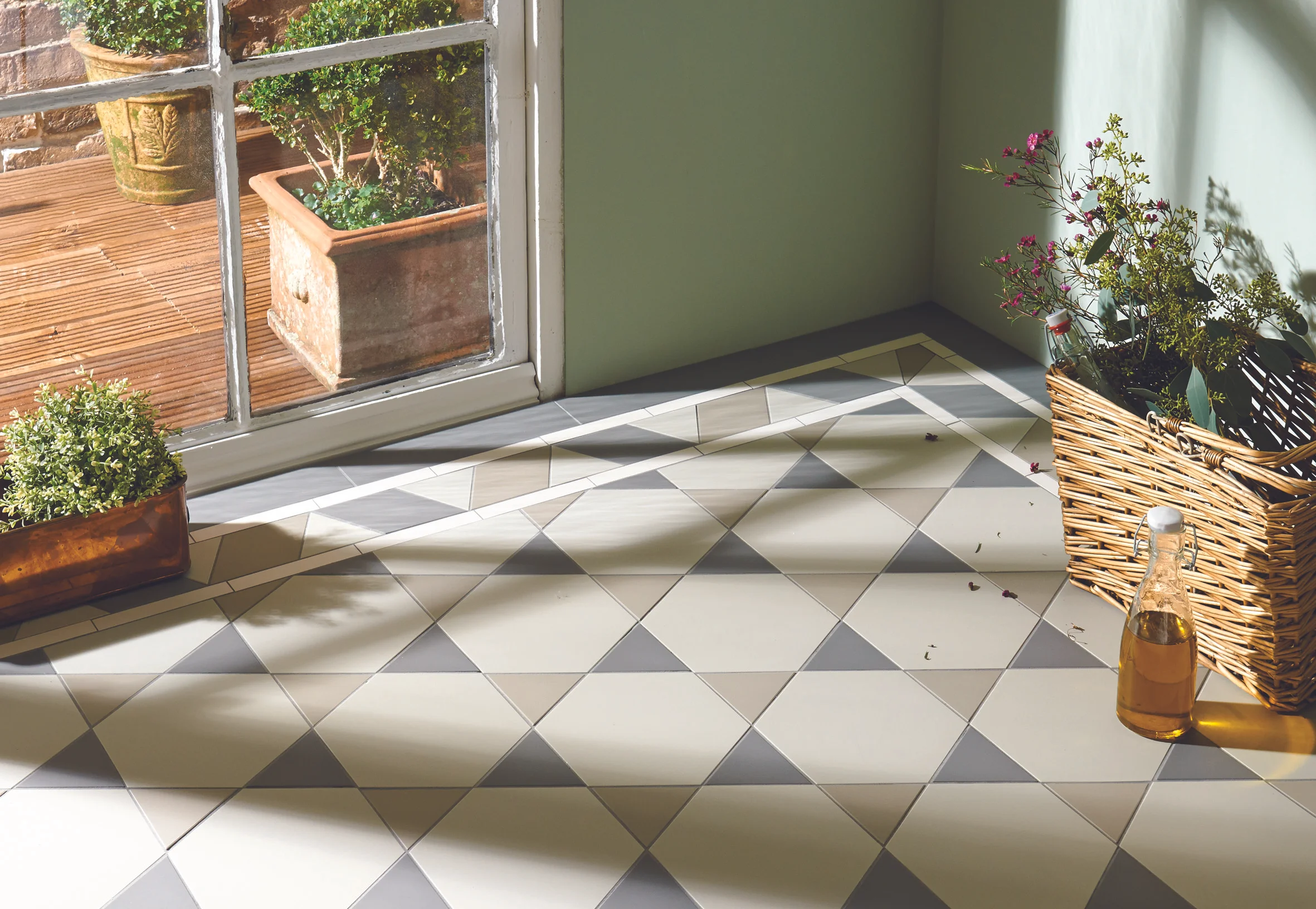 Original Style - VFT - Hexham pattern with Housman border in Chester Mews, Holkham Dune and Revival Grey.jpg