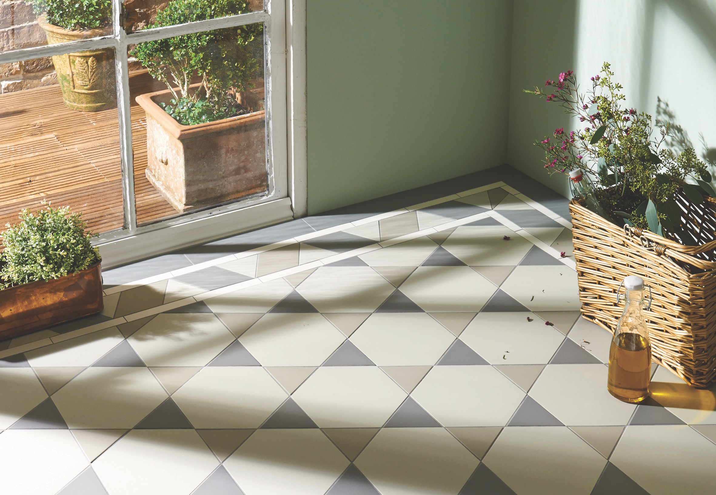 Original Style - VFT - Hexham pattern with Housman border in Chester Mews, Holkham Dune and Revival Grey.jpg