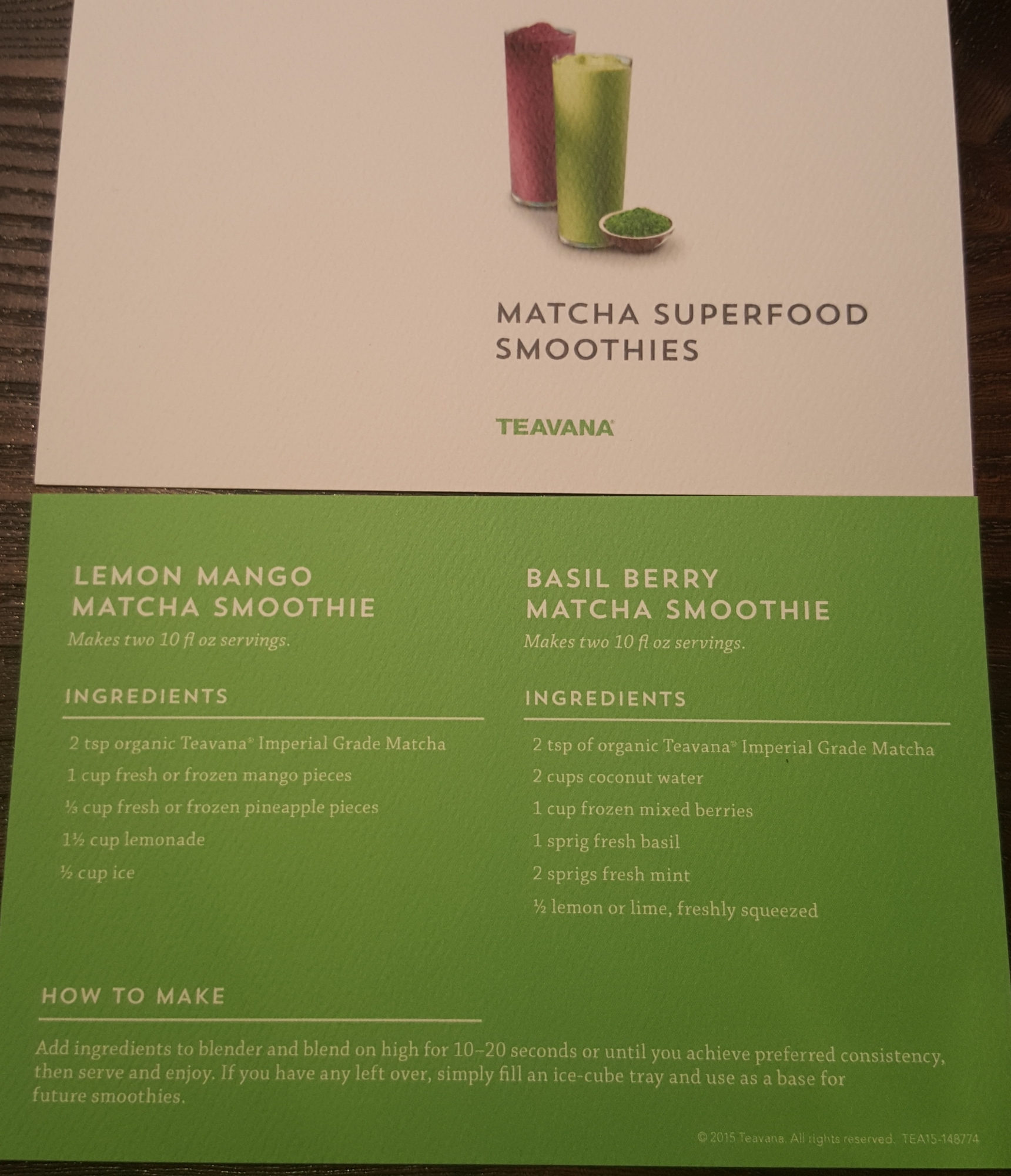 Smoothie recipe card