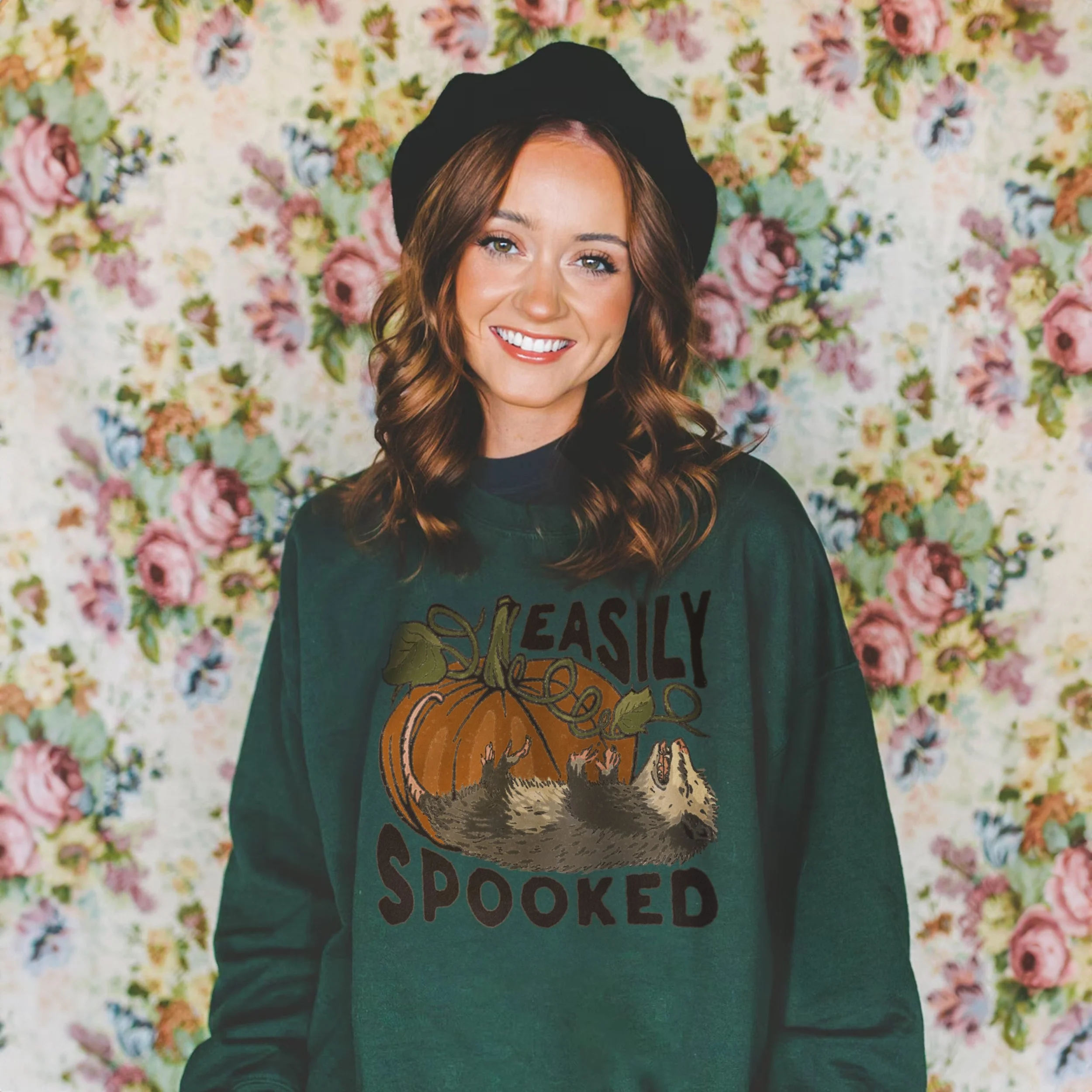 Easily Spooked Possum Unisex Midweight Softstyle Fleece Crewneck Sweatshirt