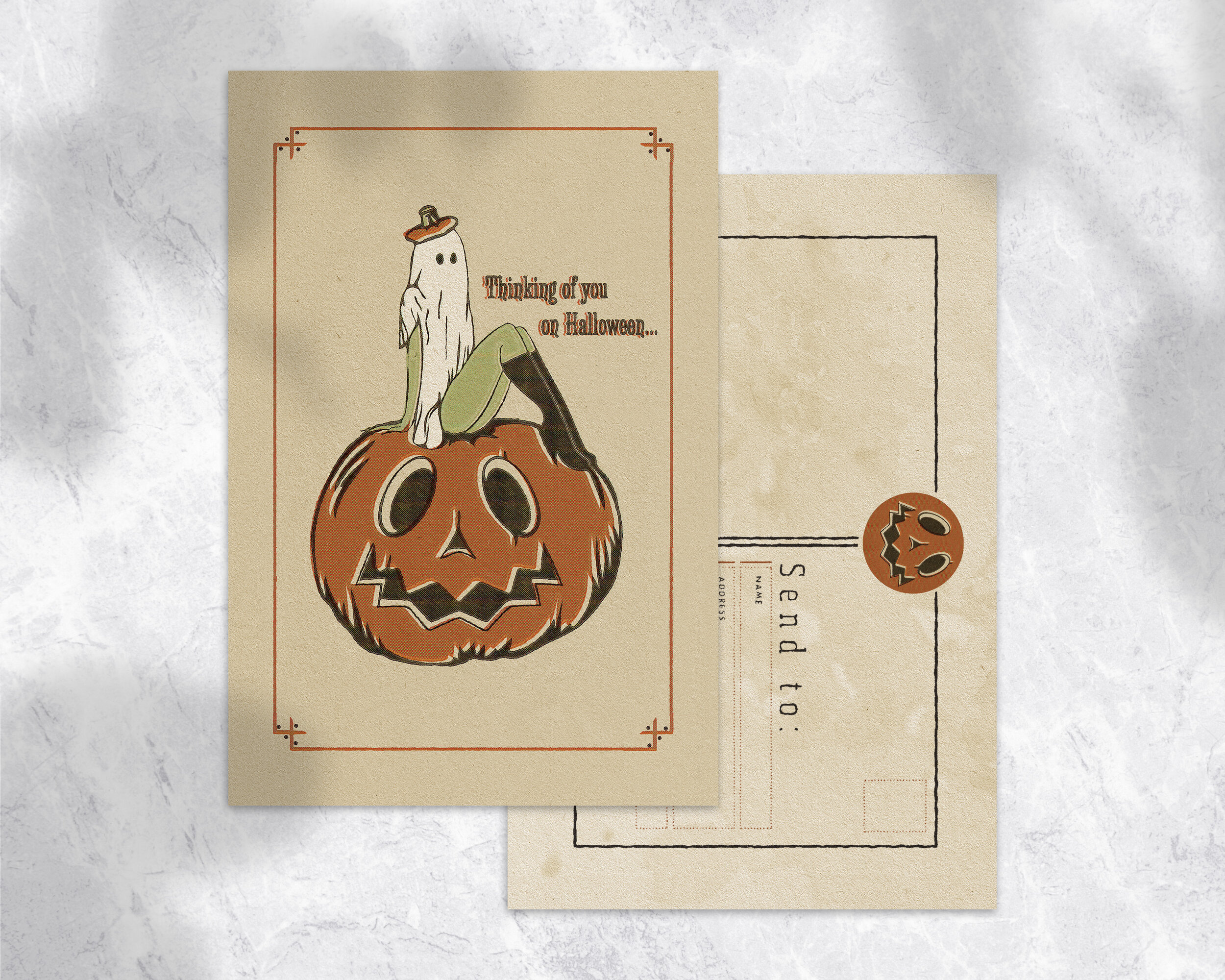 Thinking of You on Halloween Postcard