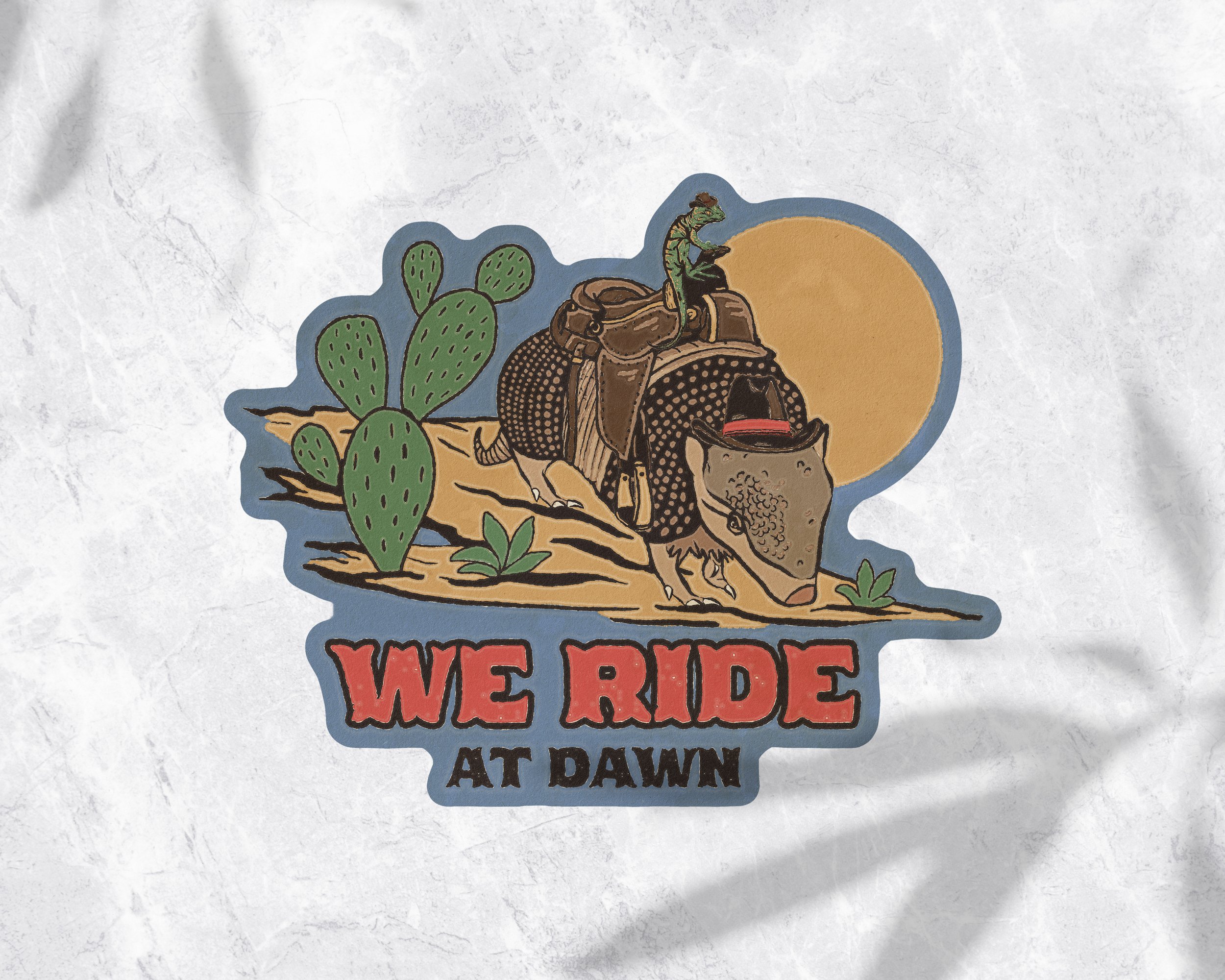 Armadillo Cowboy: We Ride at Dawn Sticker