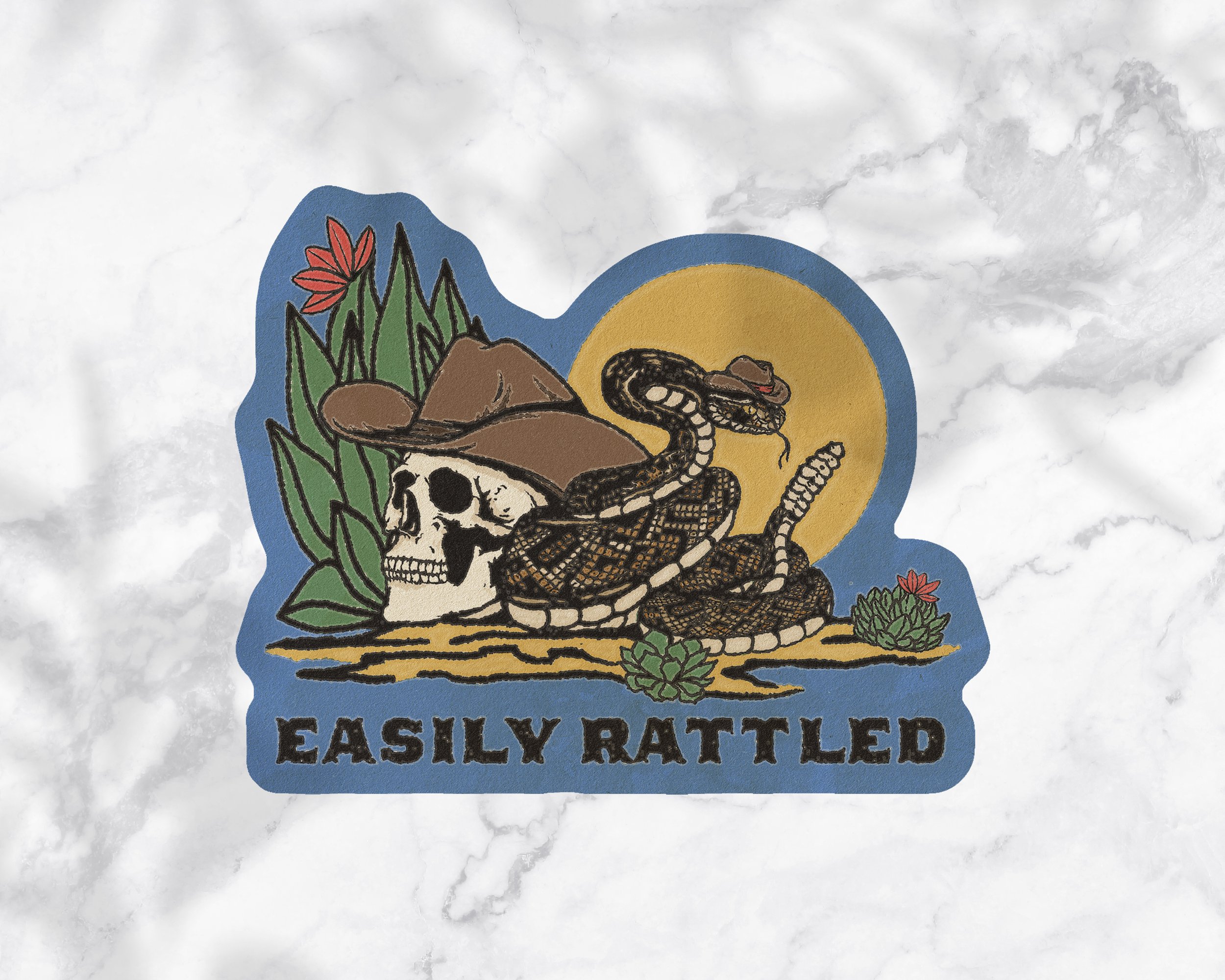 Rattlesnake Cowboy: Easily Rattled Sticker