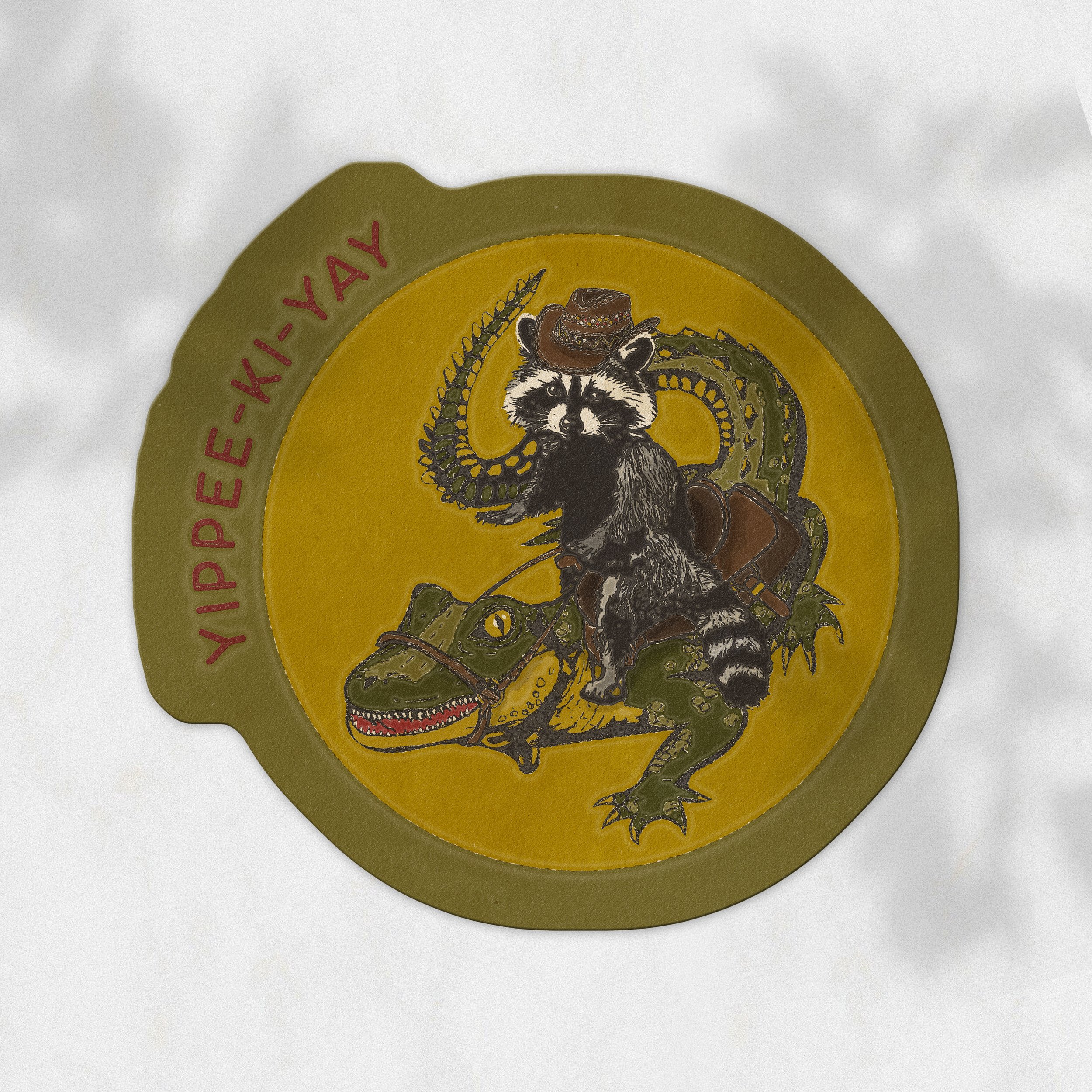 Yipee Ki-Yay Raccoon and Alligator Sticker