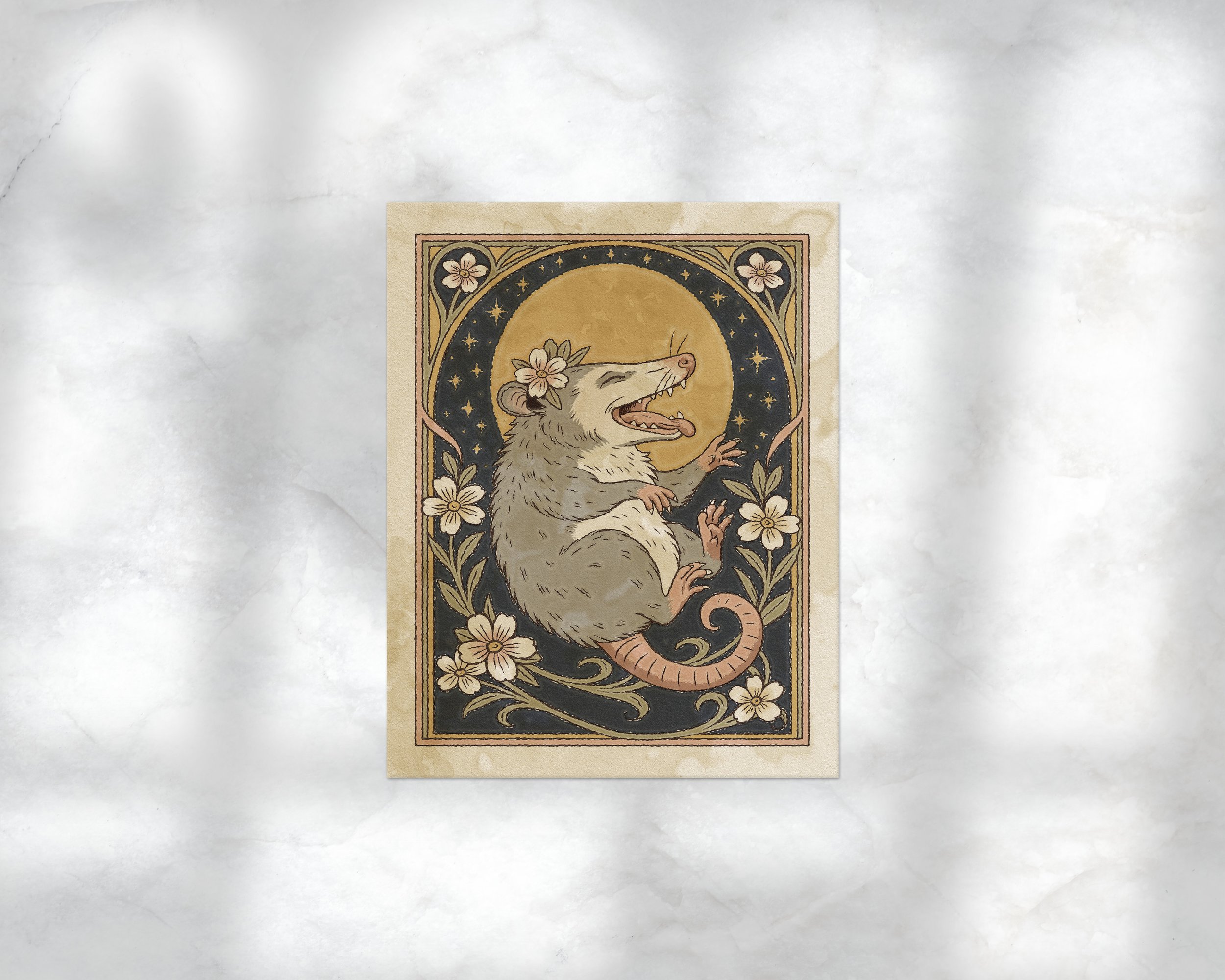 Art Nouveau Celestial Opossum Sticker