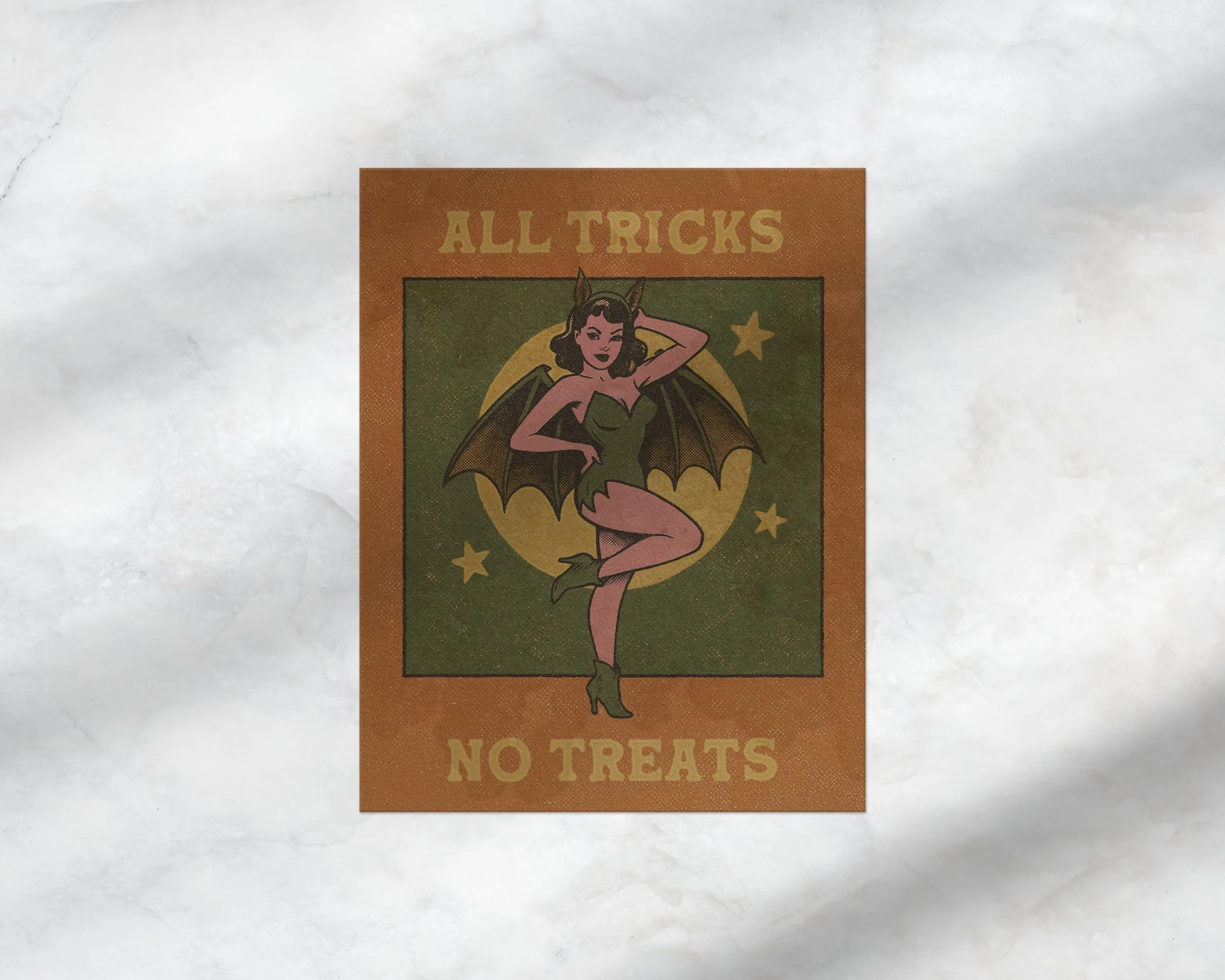 All Tricks, No Treats Bat Sticker