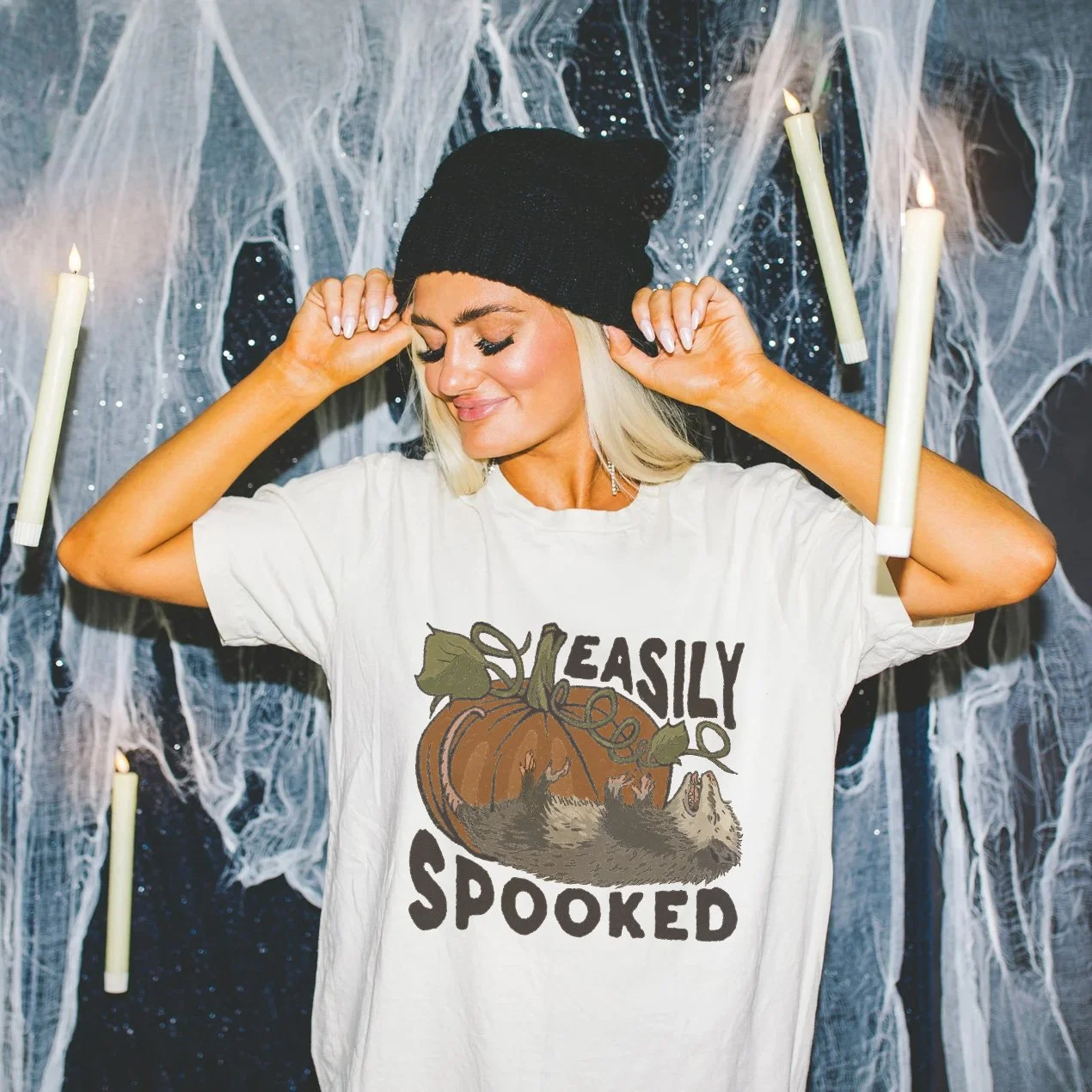 Easily Spooked Possum Unisex Full Length Shirt and Crop Top