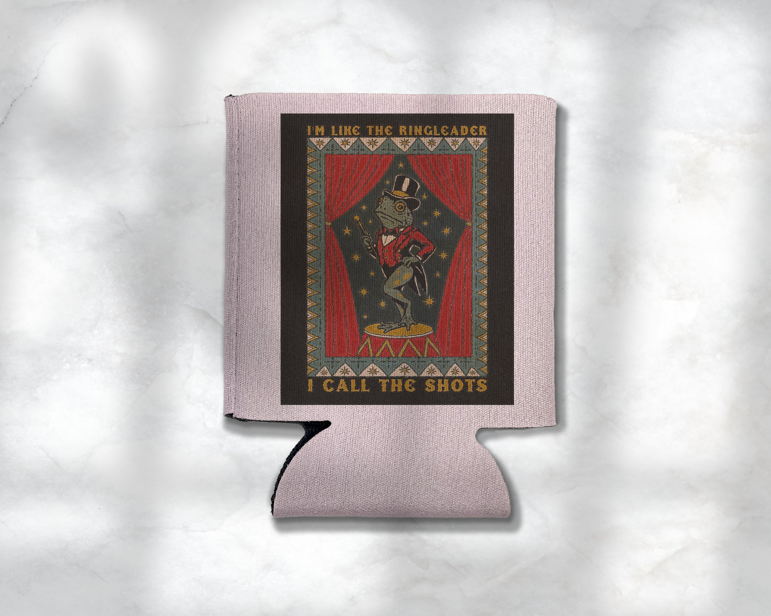 Circus Frog Ringleader Koozie