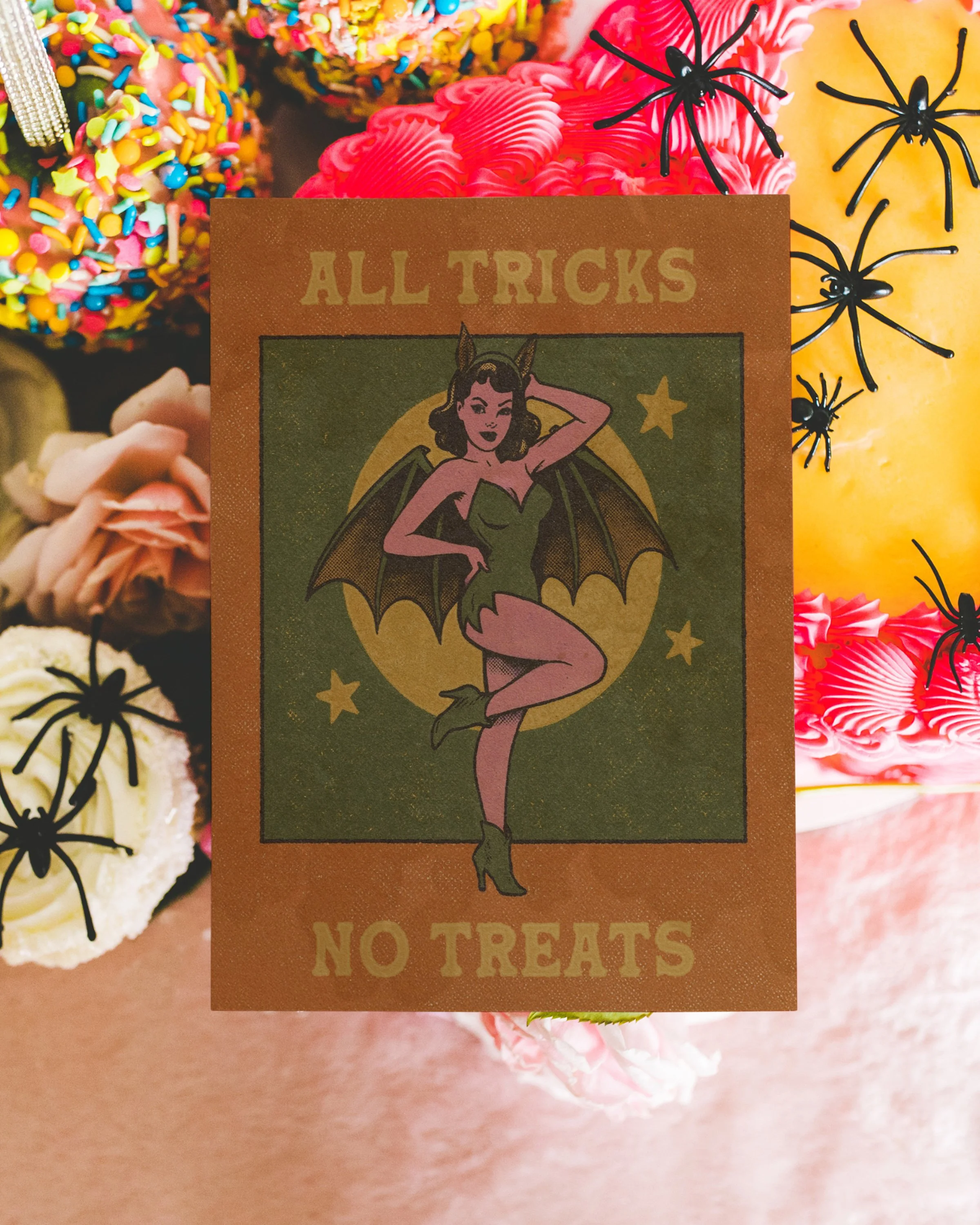 All Tricks, No Treats Bat Card