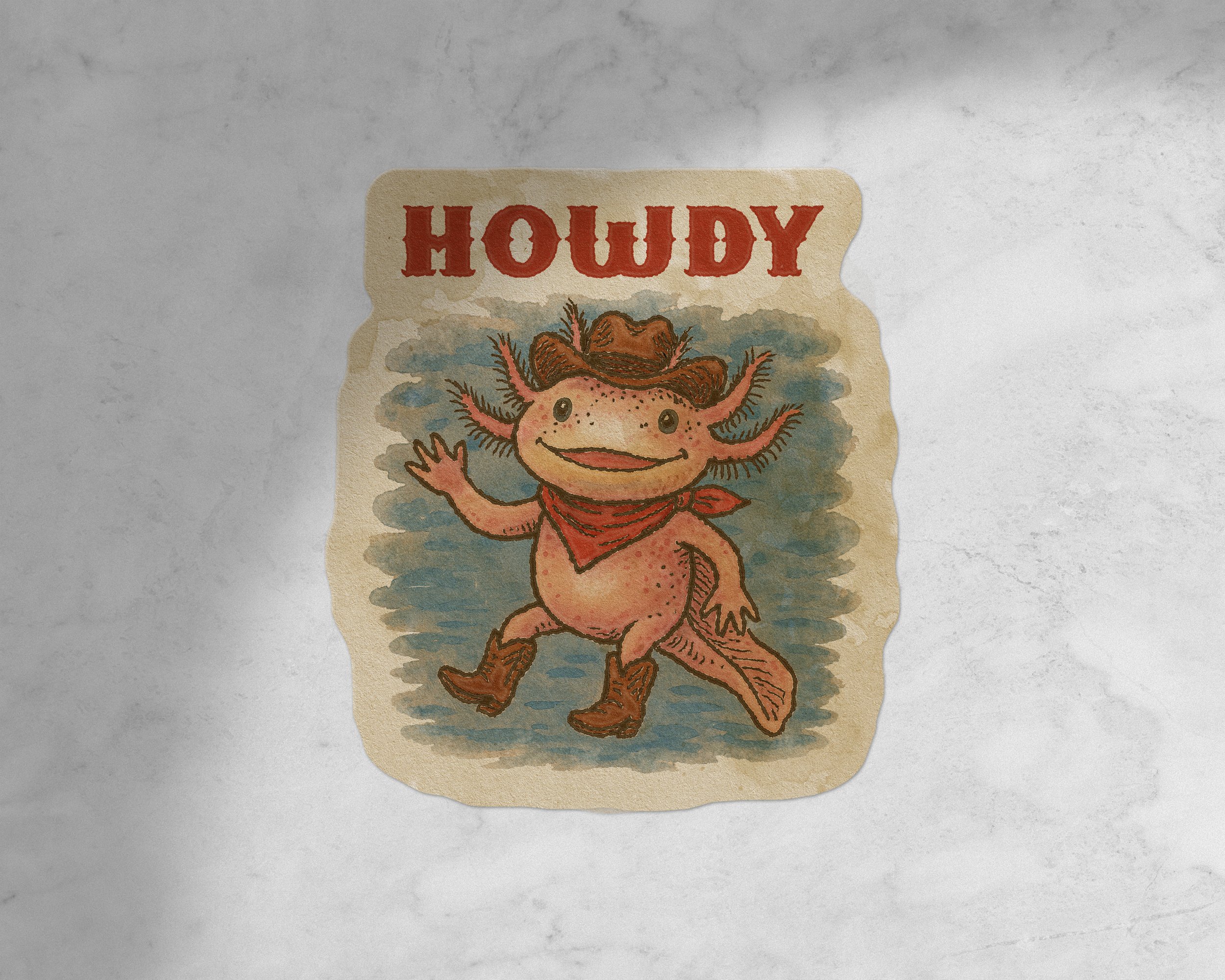 Howdy Axolotl Sticker