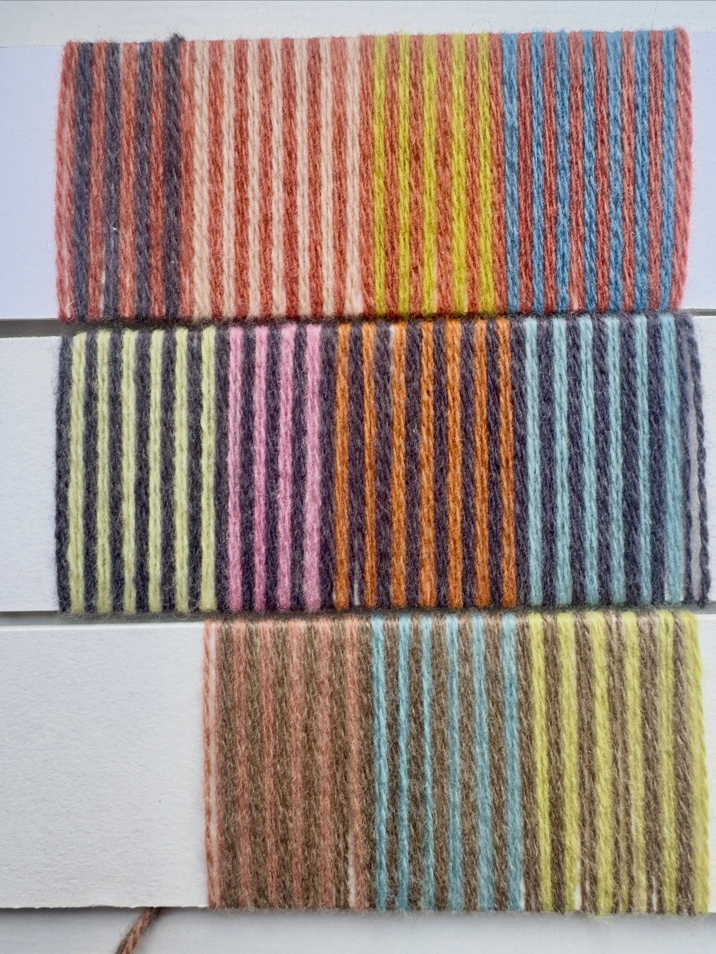 Between colours.

Exploring what happens when two naturally dyed colours meet, one colour becoming another and then another again. 

#naturaldye #naturaldyedyarn #textileart #colourstudy #contemporarycraft