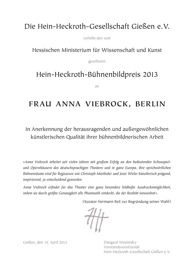Urkunde Anna Viebrock