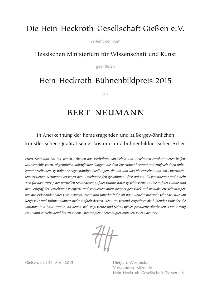 Urkunde Bert Neumann