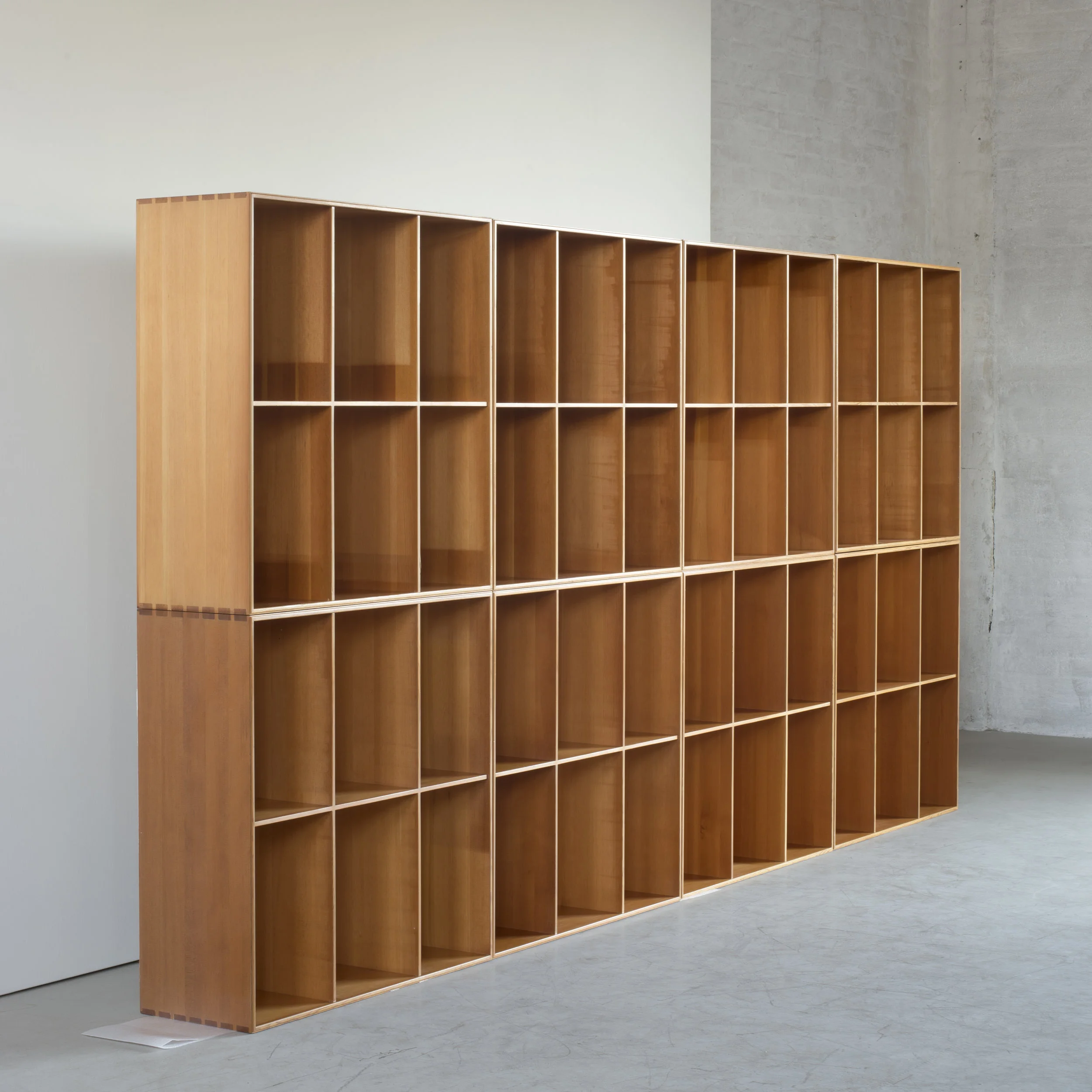  MOGENS KOCH  Bookcases.  Executed by Rud. Rasmussen, Copenhagen, Denmark.  Oregon Pine.  W 76 cm / D 28 cm / H 76 cm. 