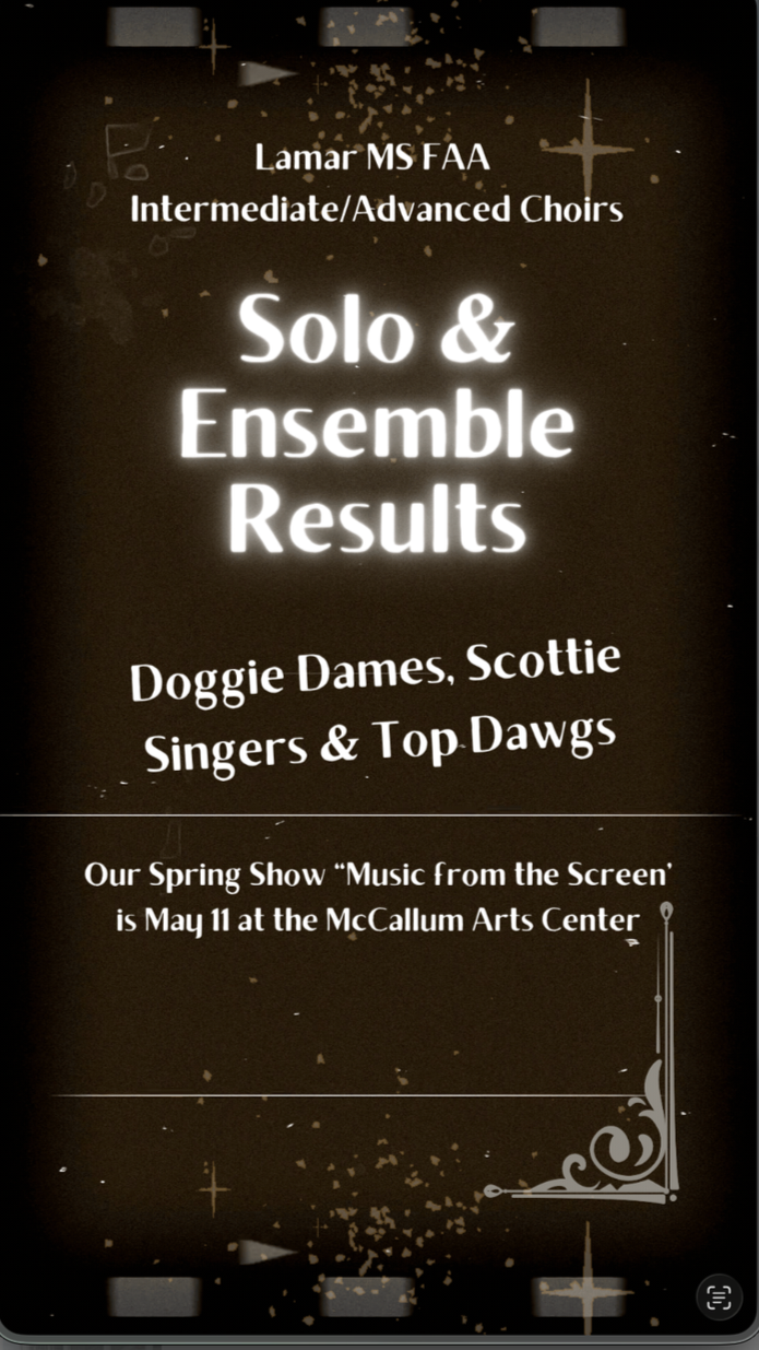 2026 Solo &amp; Ensemble INT/ADV Spring Show Audition Results