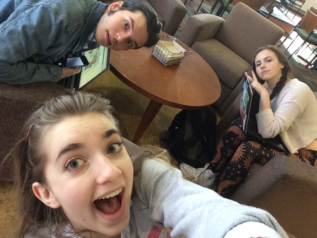 The Big Three at LC. From top left to far right: Drake, Freuden and Tamar. Freuden sent this to our lord and savior, Kyle, right after. He then sent it to the entire class, after calling us the sequel to the "Big Three" at Yalta: Churchill, FDR and Joseph Stalin. Tamar had 'dibs' on being Stalin, Freuden claimed FDR and thus I became stodgy Churchill. Appropriate, if I do say so myself.