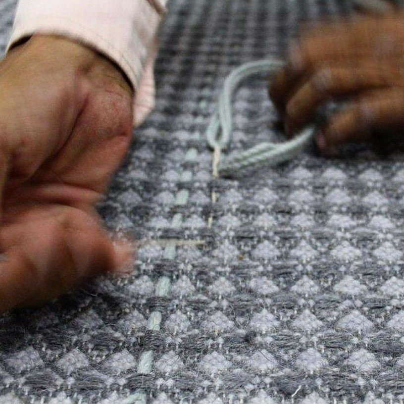 Each WAFFLE rug is woven by hand on horizontal looms &amp; then individually hand finished by skilled craftsmen. Love receiving images of design progress showing the detail that goes into the making of each individual piece. 
.
.
.
.

#craftsmanship 