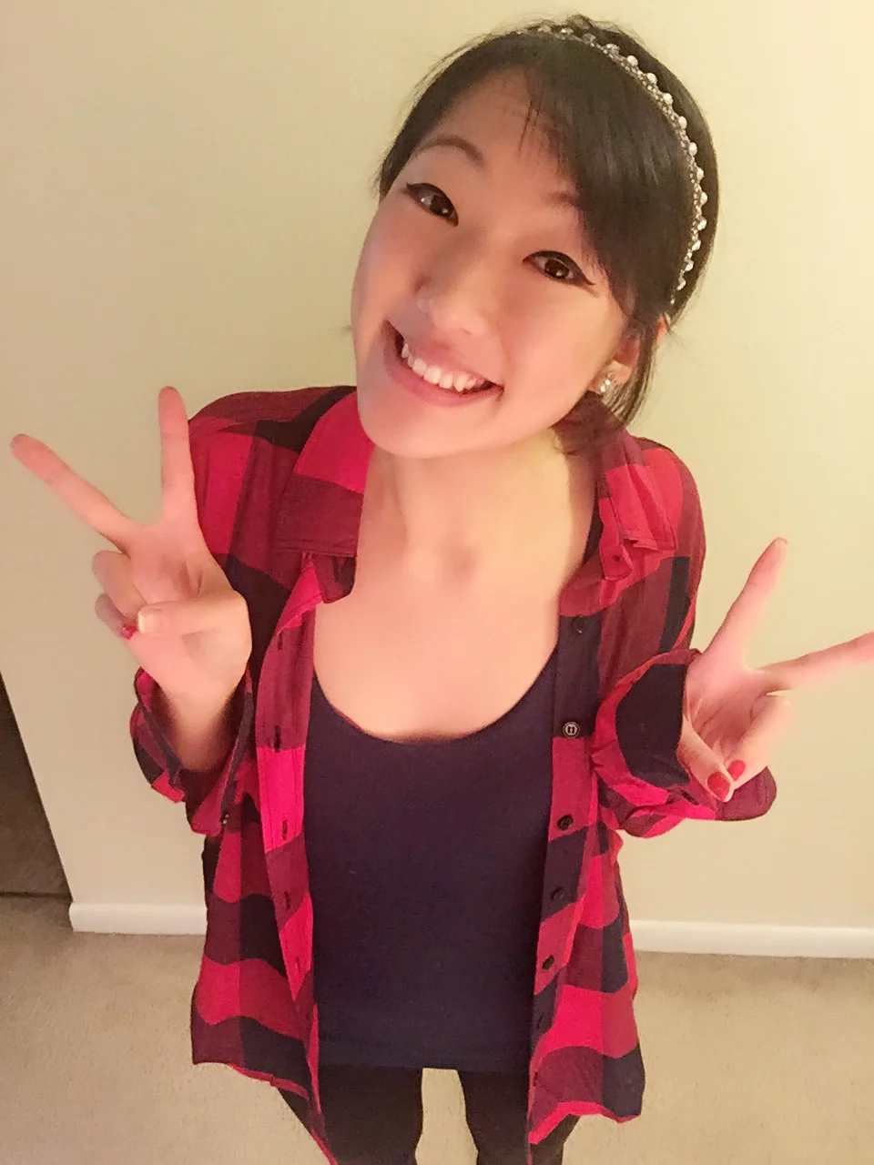 Headband: Deepan Gurnani/Earrings: Target/Tank: Old Navy/Shirt: Francesca's/Yoga Pants: Victoria's Secret