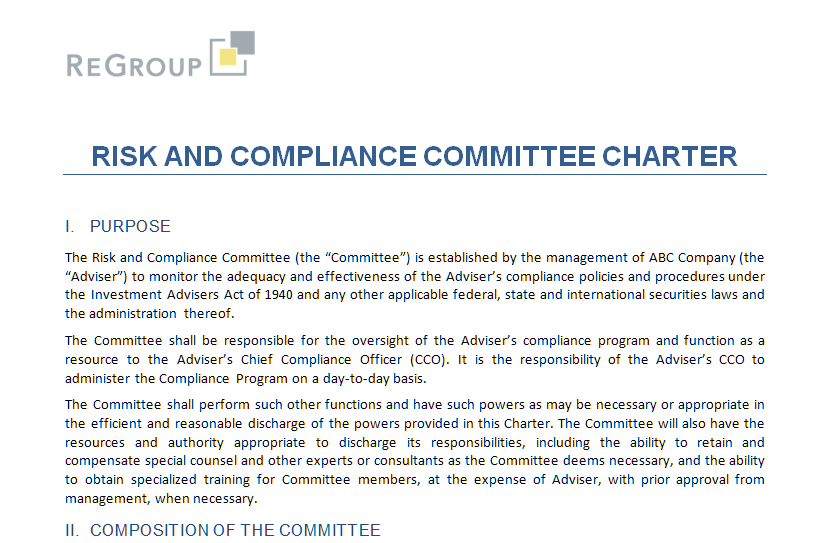 A Hedge Fund Uses a Compliance Committee to Manage Risk