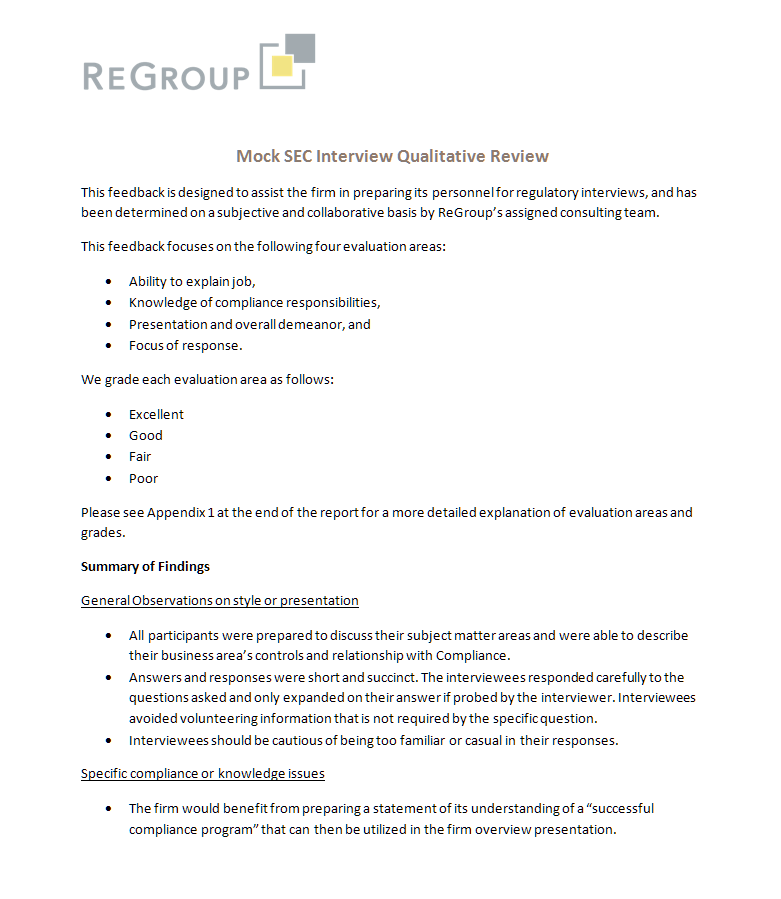 Investment Adviser Makes the Most of a Mock SEC Exam