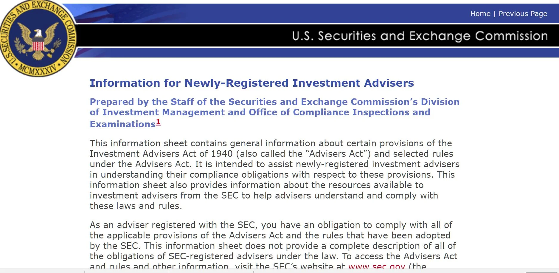 Educating a Newly-Registered US Investment Adviser