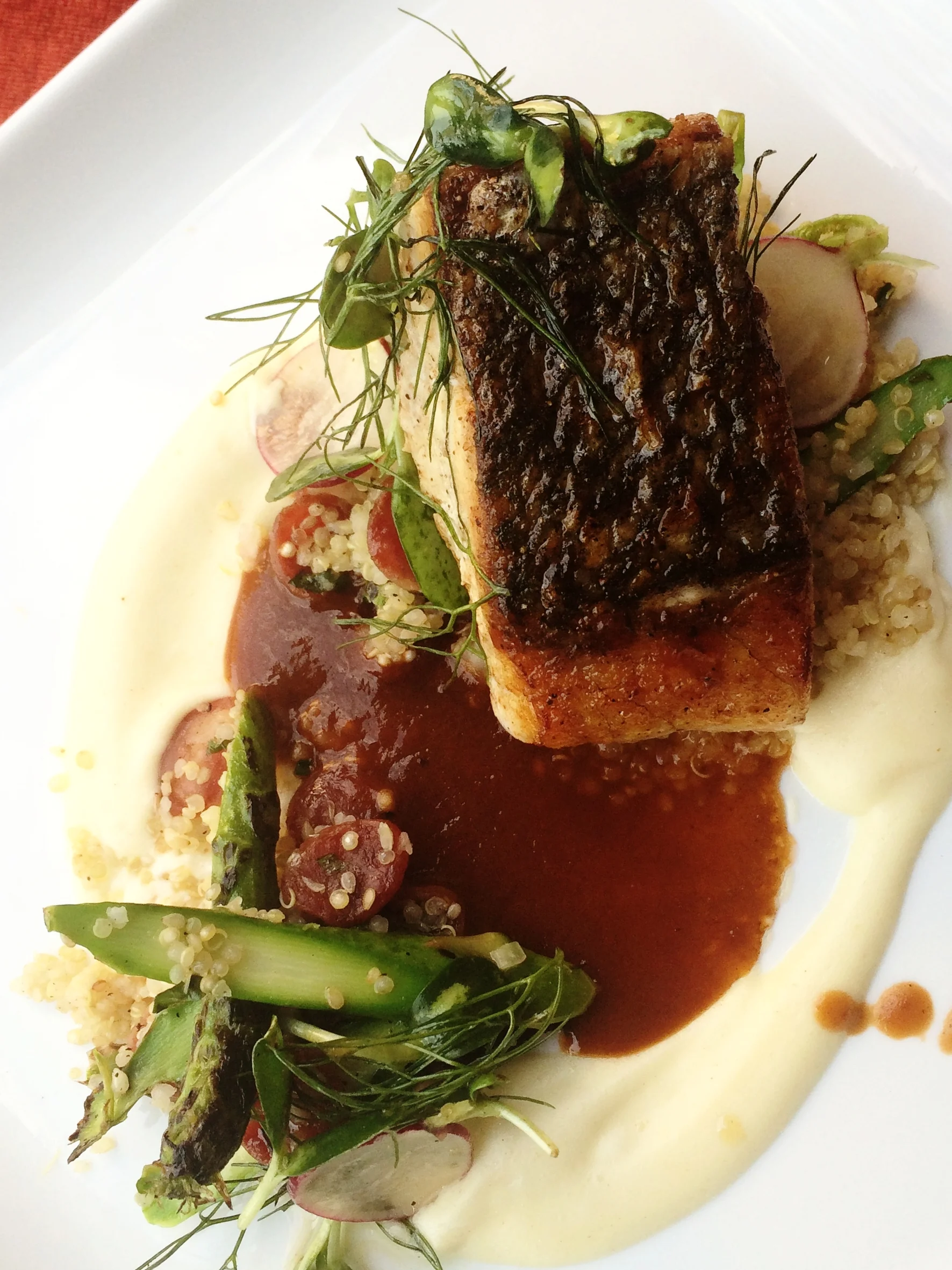 Red Drum, Chinese Sausage + Buttermilk-Parsnip Gravy