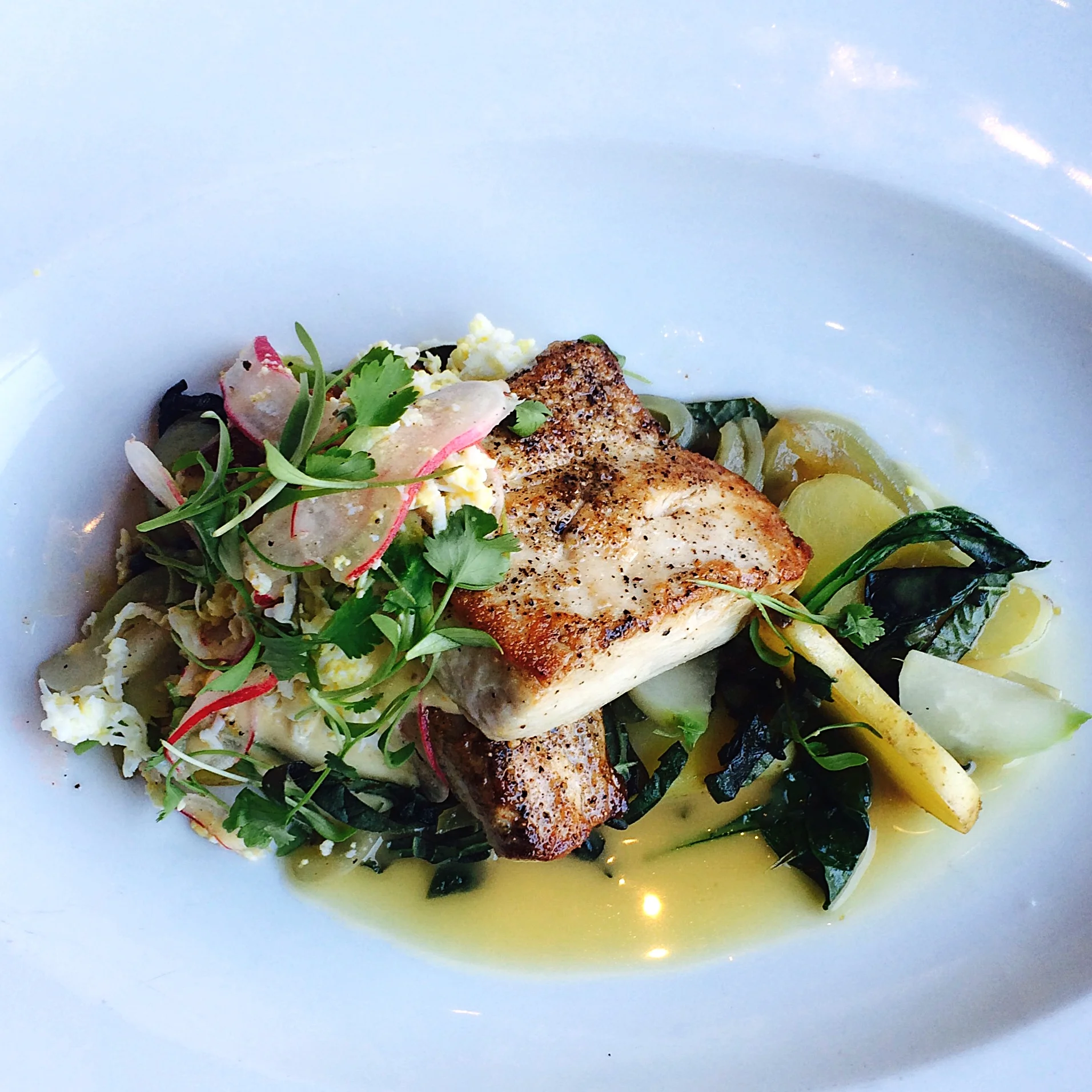 American Gulf Snapper, Turnip, Apple, Egg Salad