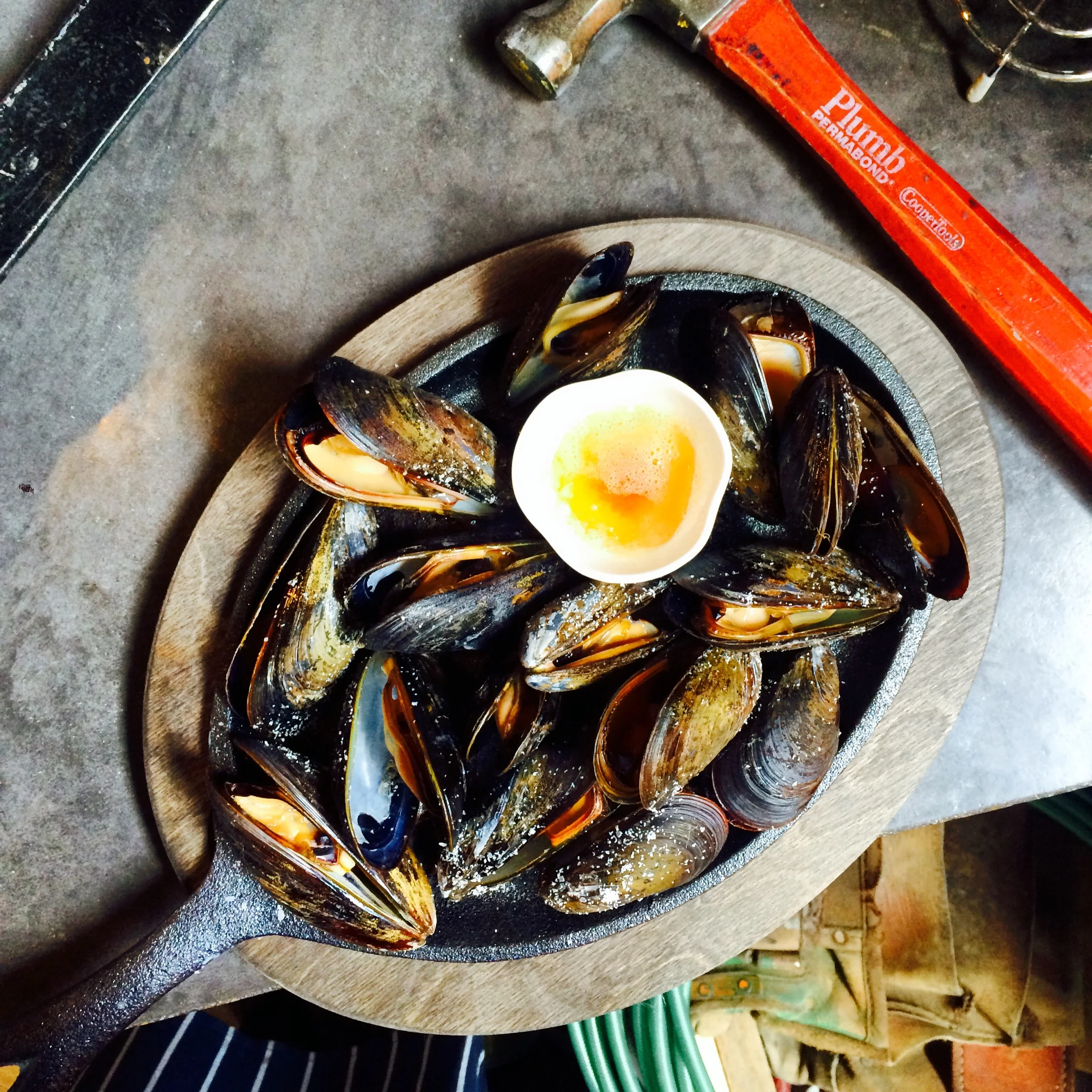 Prince Edward Island Mussels, Drawn Butter, Cast Iron