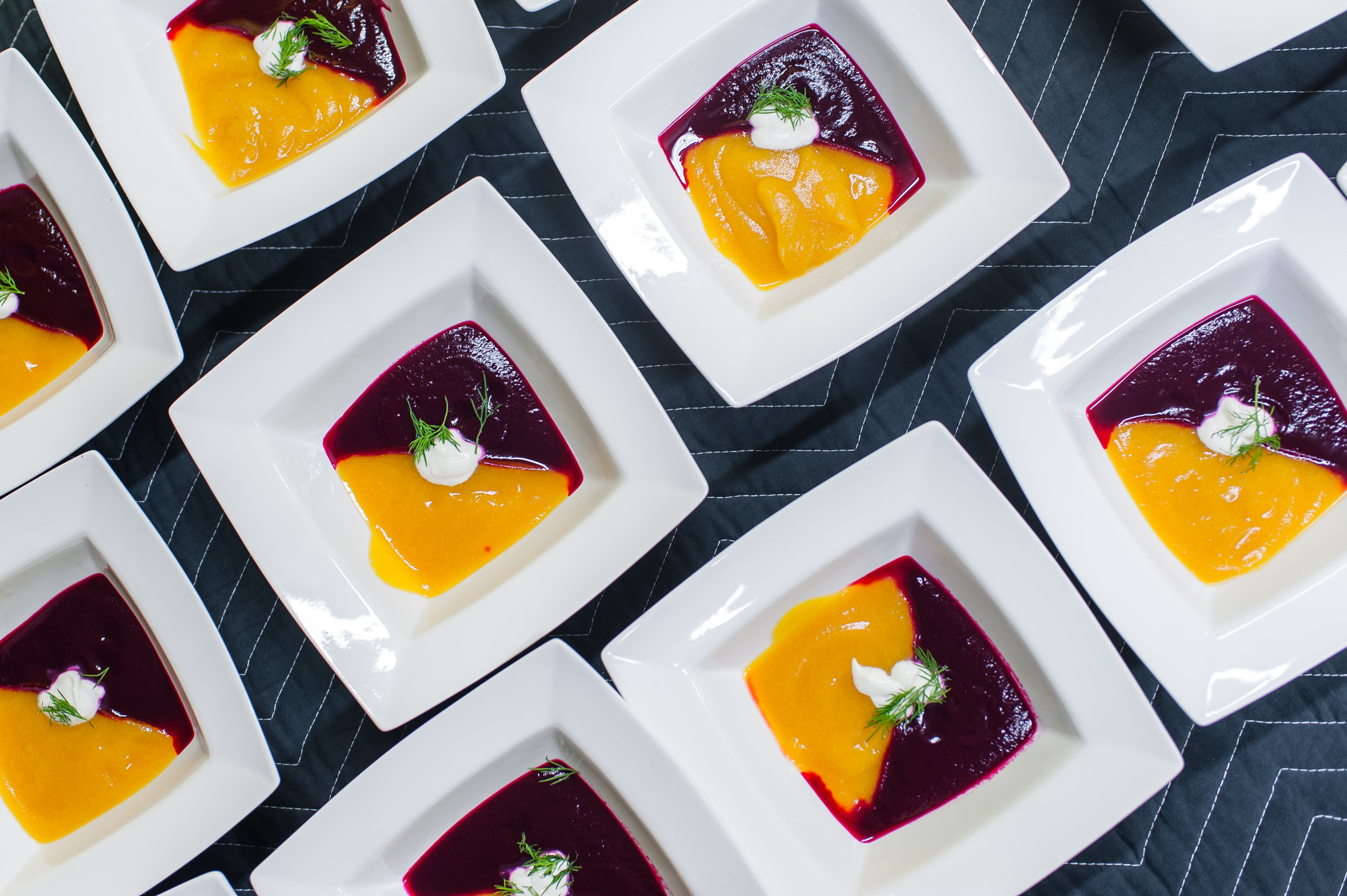 Golden &amp; Red Borscht/Horseradish Creme Fraiche