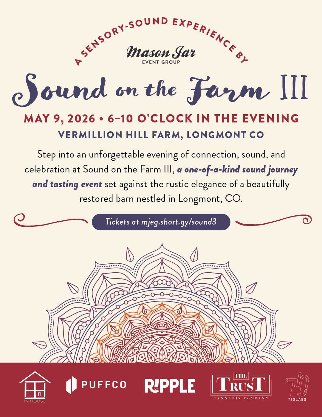 Invitation for Sound on the Farm III event, visually sharing information already presented in this event listing
