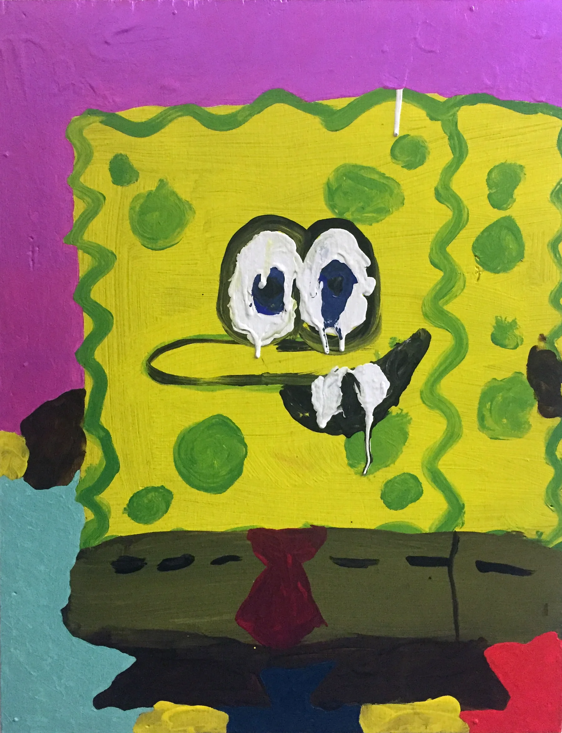Brent Birnbaum Bushwick Bob, 2017 18" x 14" x 1" Paint on wood panel in collaboration with Bushwick resident Devinity age 12 Click here to purchase